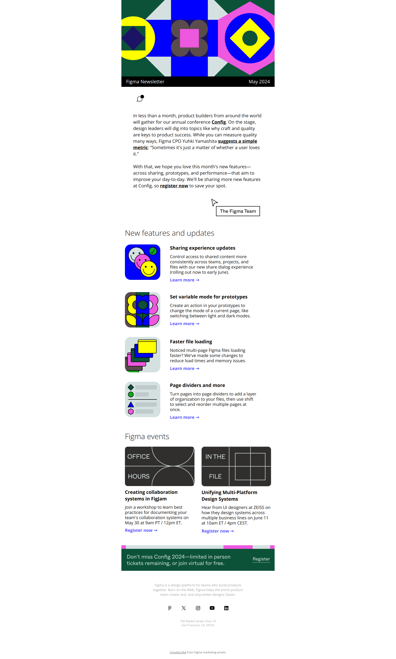Updates in May for your day-to-day — email screenshot from Figma