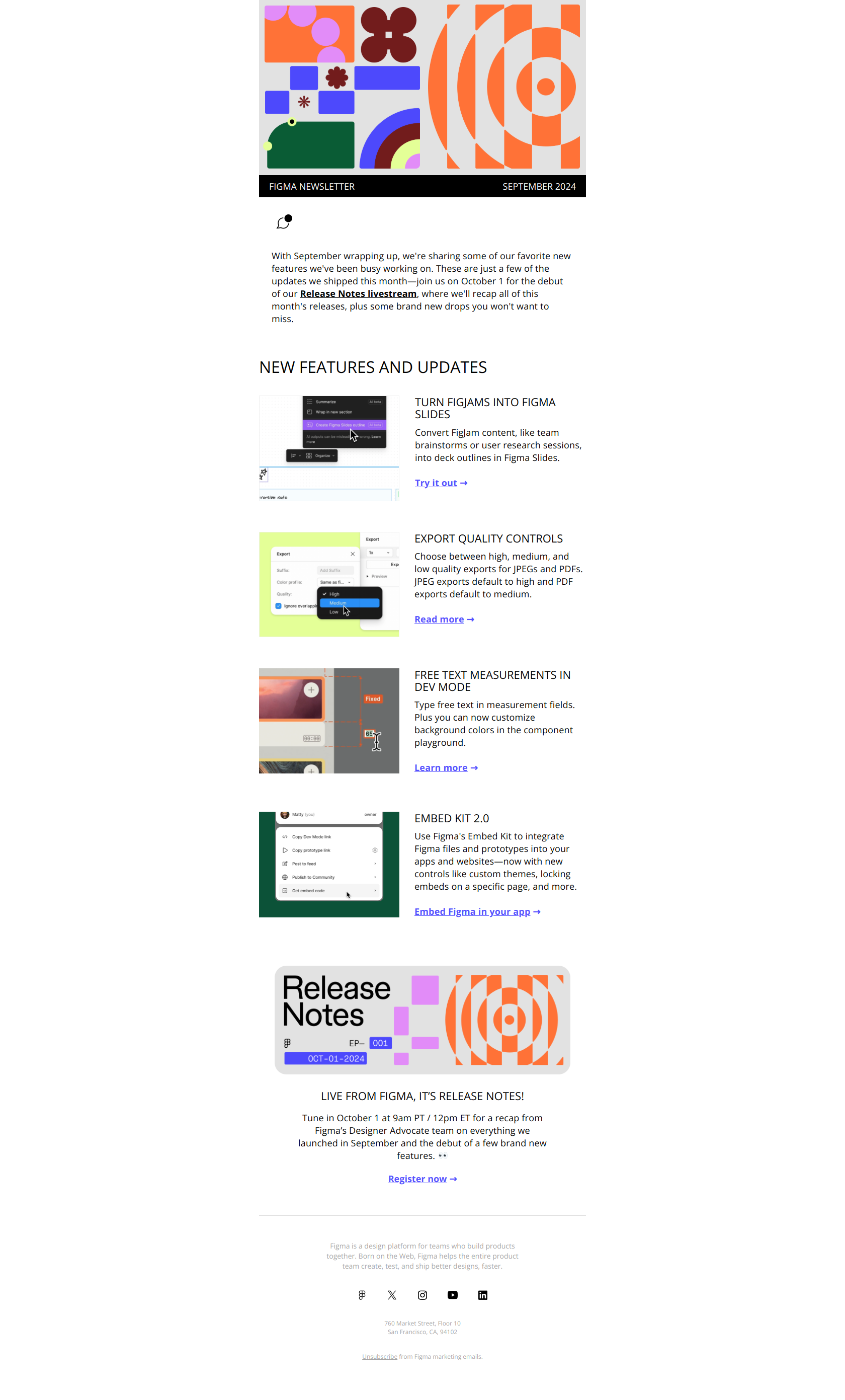 September Release Notes from Figma — email screenshot from Figma