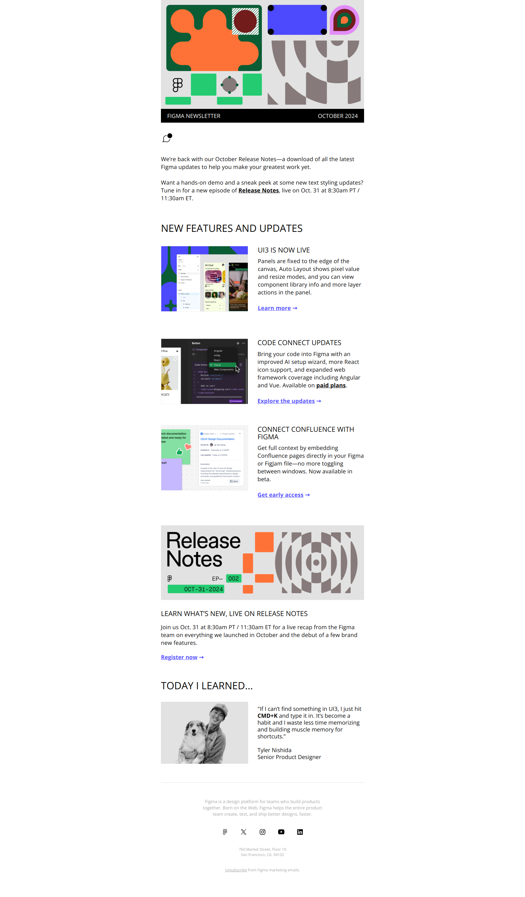 Our favorite new updates 👀 — email screenshot from Figma