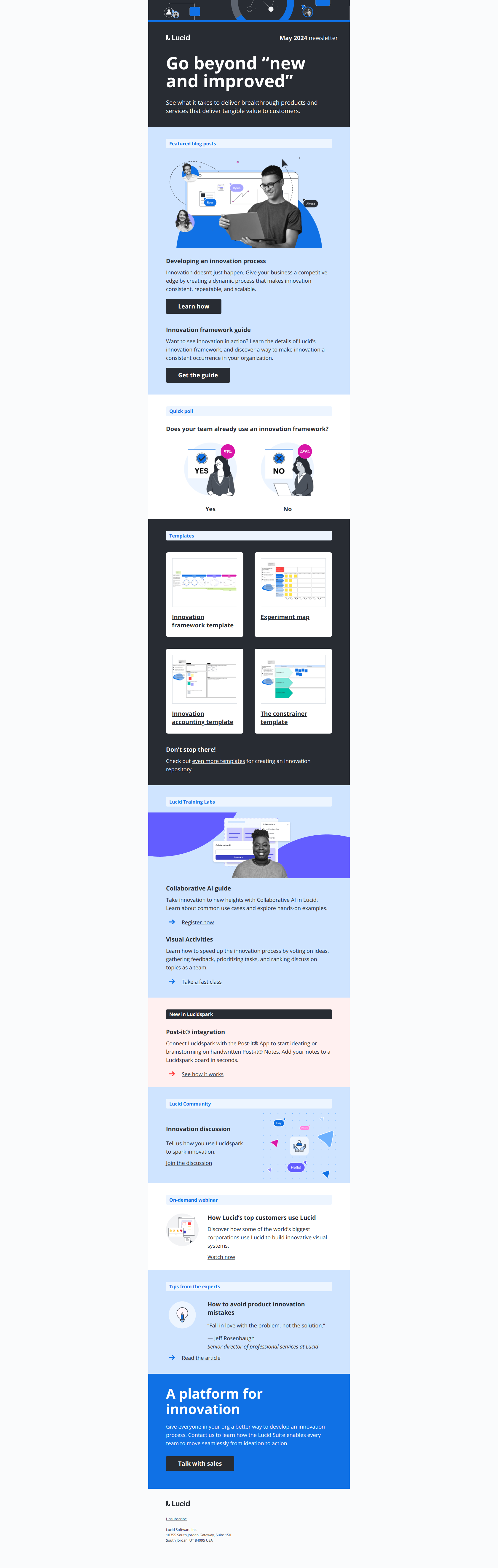 [Newsletter] Don’t put innovation on autopilot — email screenshot from Lucid