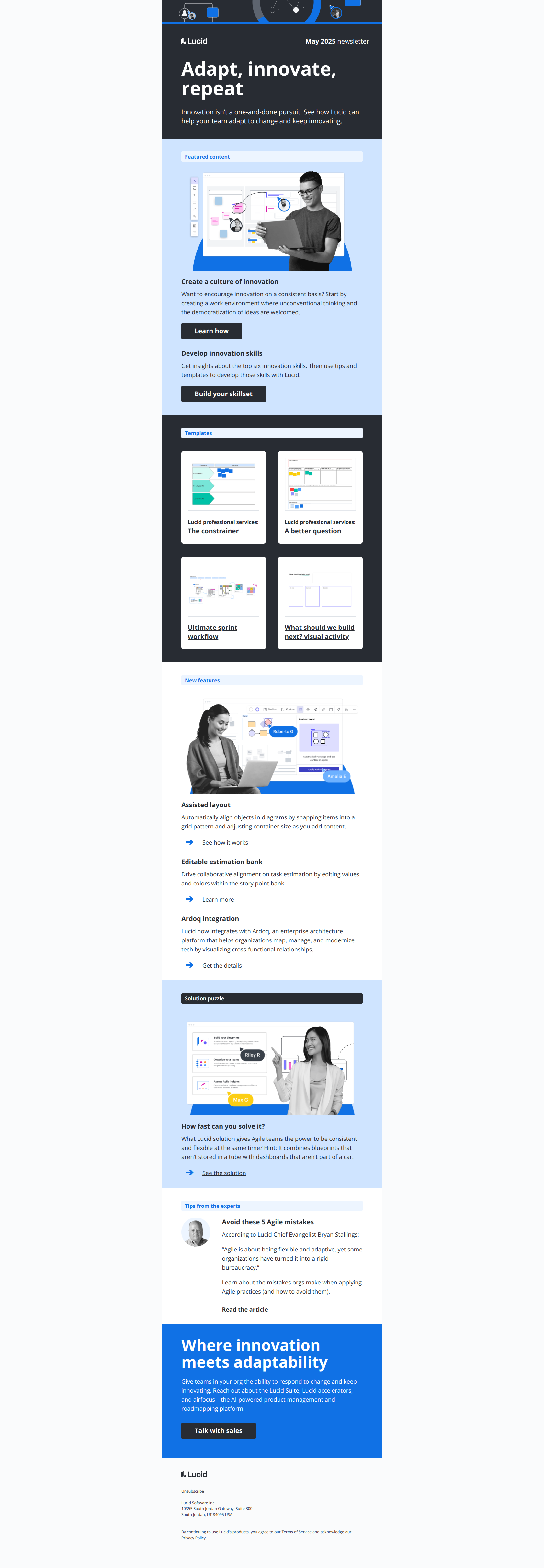 [Newsletter] Mission possible: Be innovative AND adaptable — email screenshot from Lucid