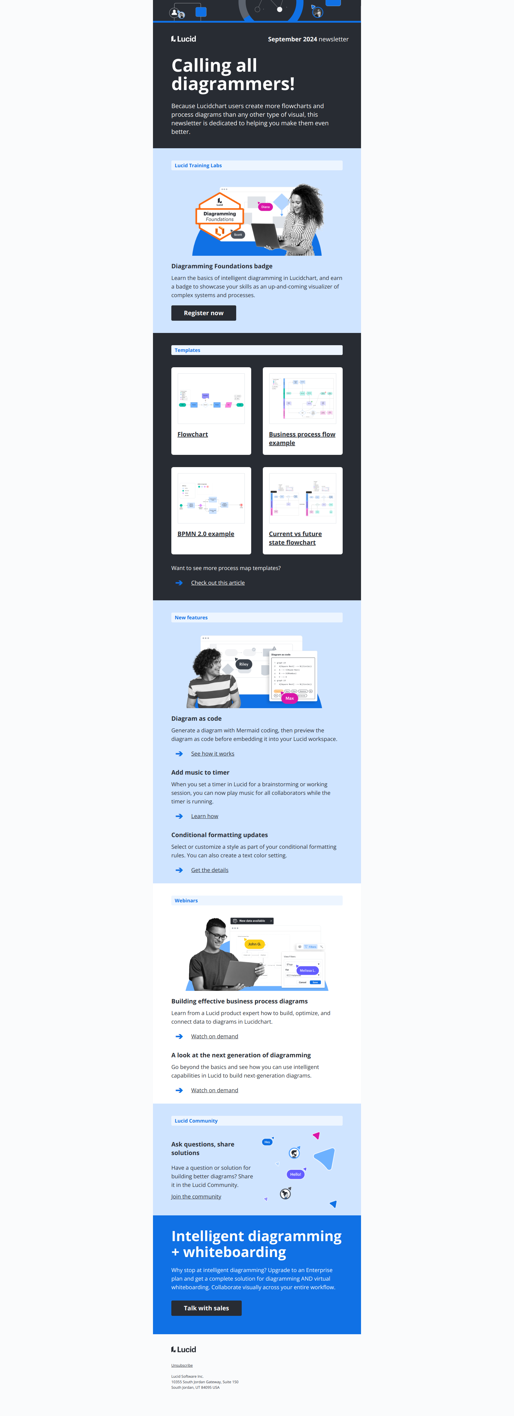 [Newsletter] Better diagrams and flowcharts begin here — email screenshot from Lucid