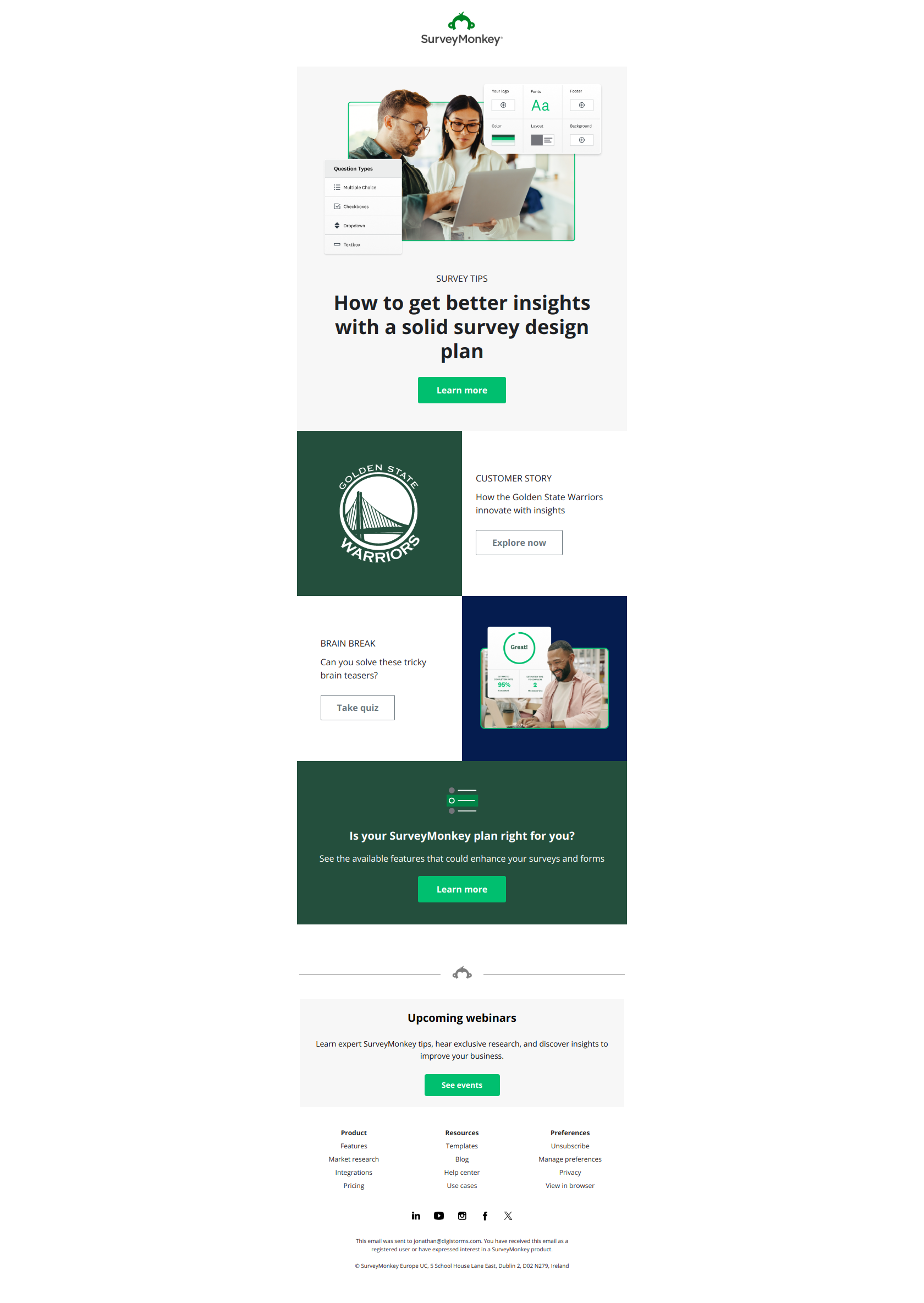 Newsletter: July 2025 — email screenshot from SurveyMonkey