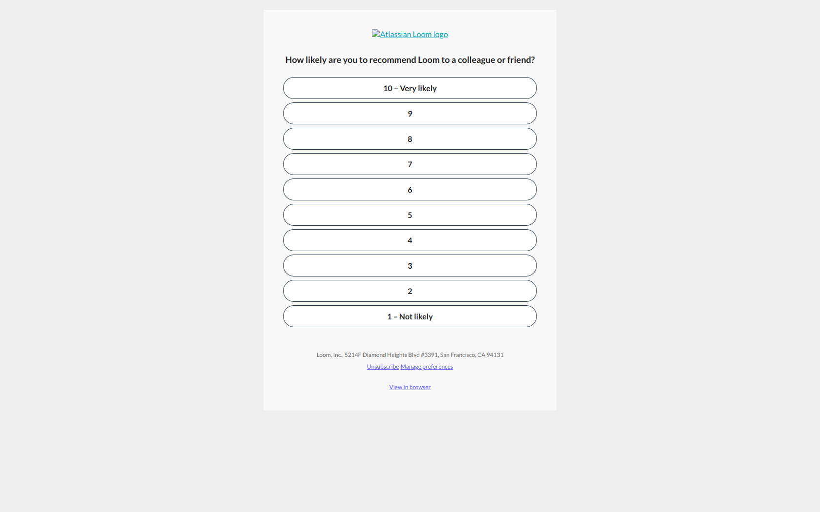 How are we doing? — email screenshot from Loom