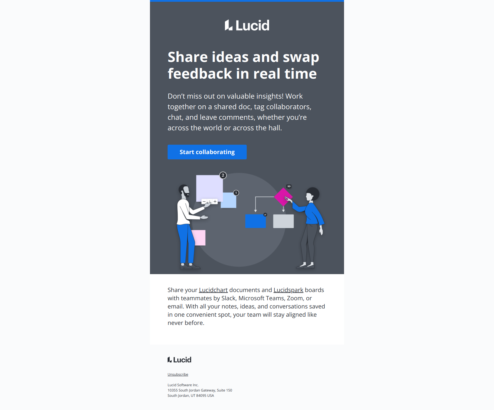 Teamwork makes the dream work — email screenshot from Lucid