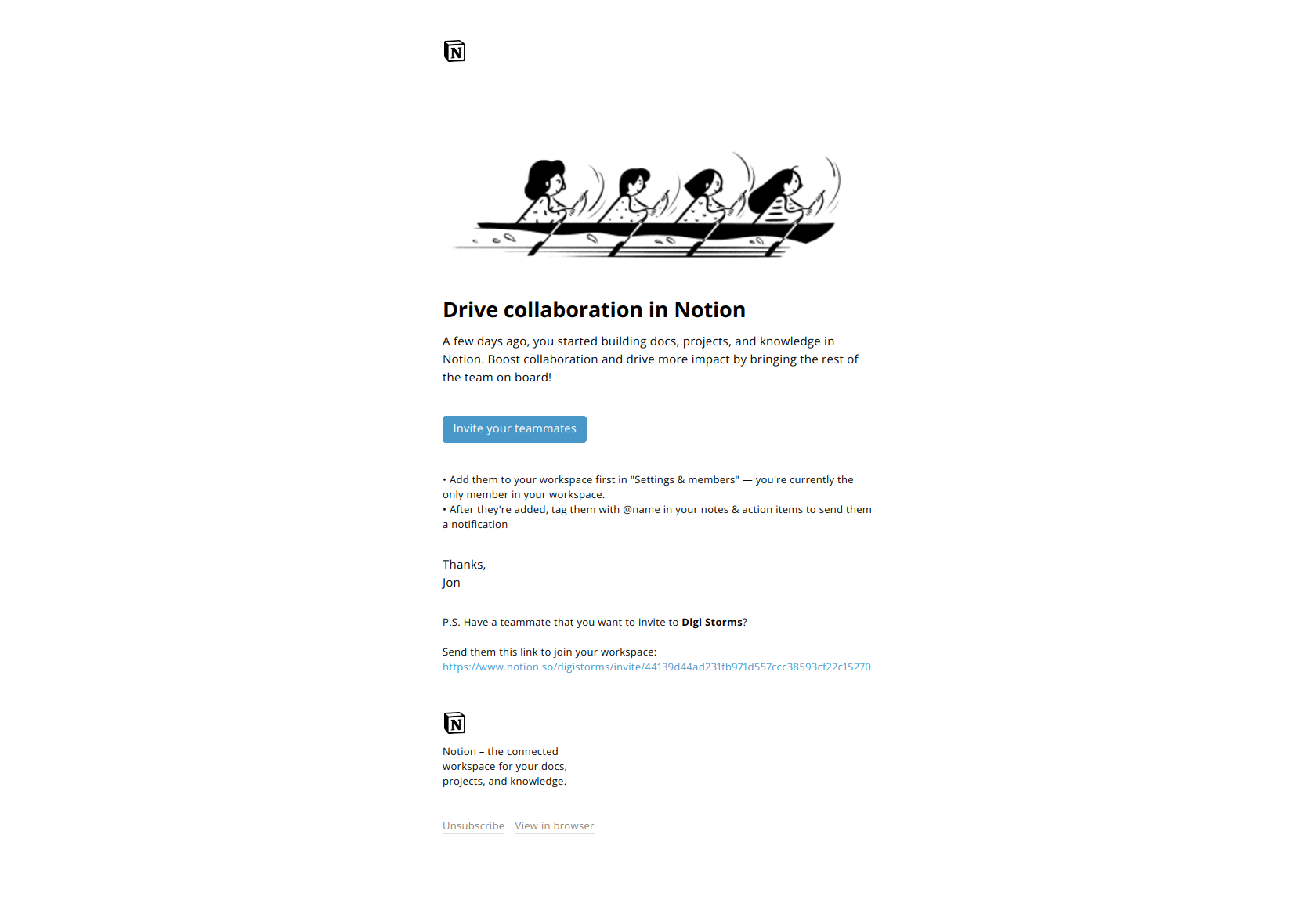 Notion for marketing teams (5/7): — email screenshot from Notion