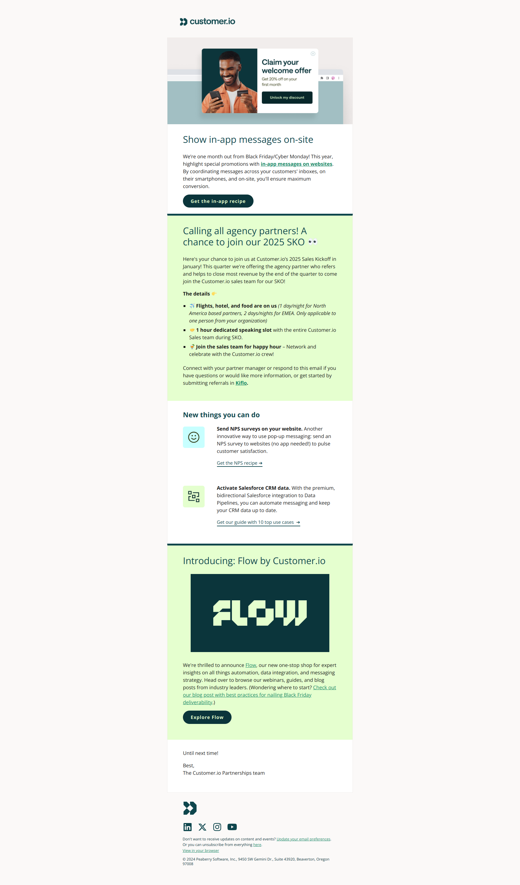 Partner Newsletter: October updates and news — email screenshot from Customer.io