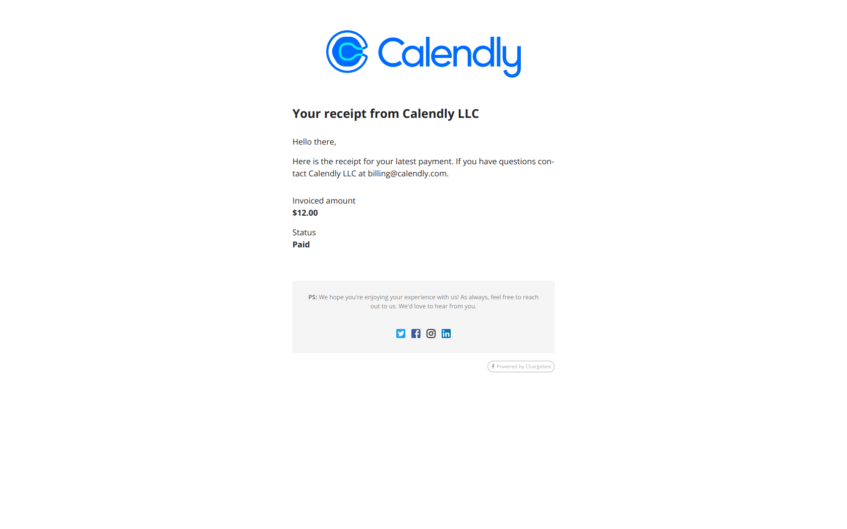 Transactional email example from Calendly