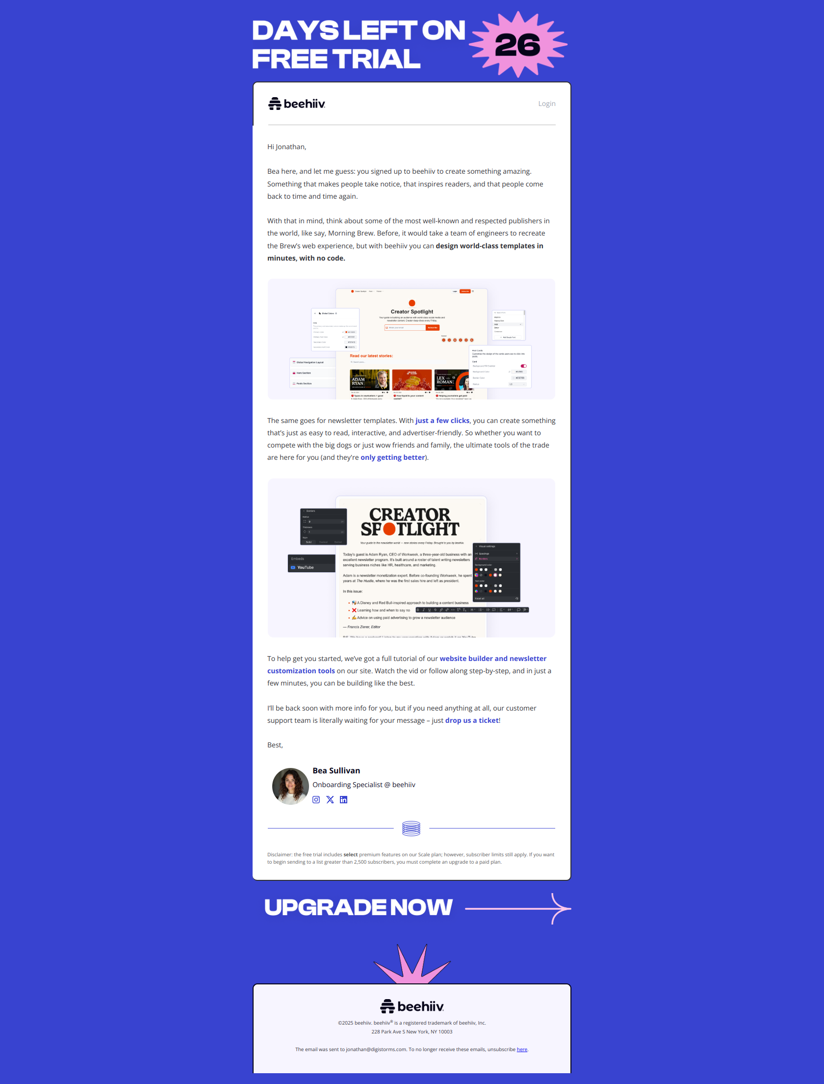 Dream it, send it — email screenshot from Beehiiv
