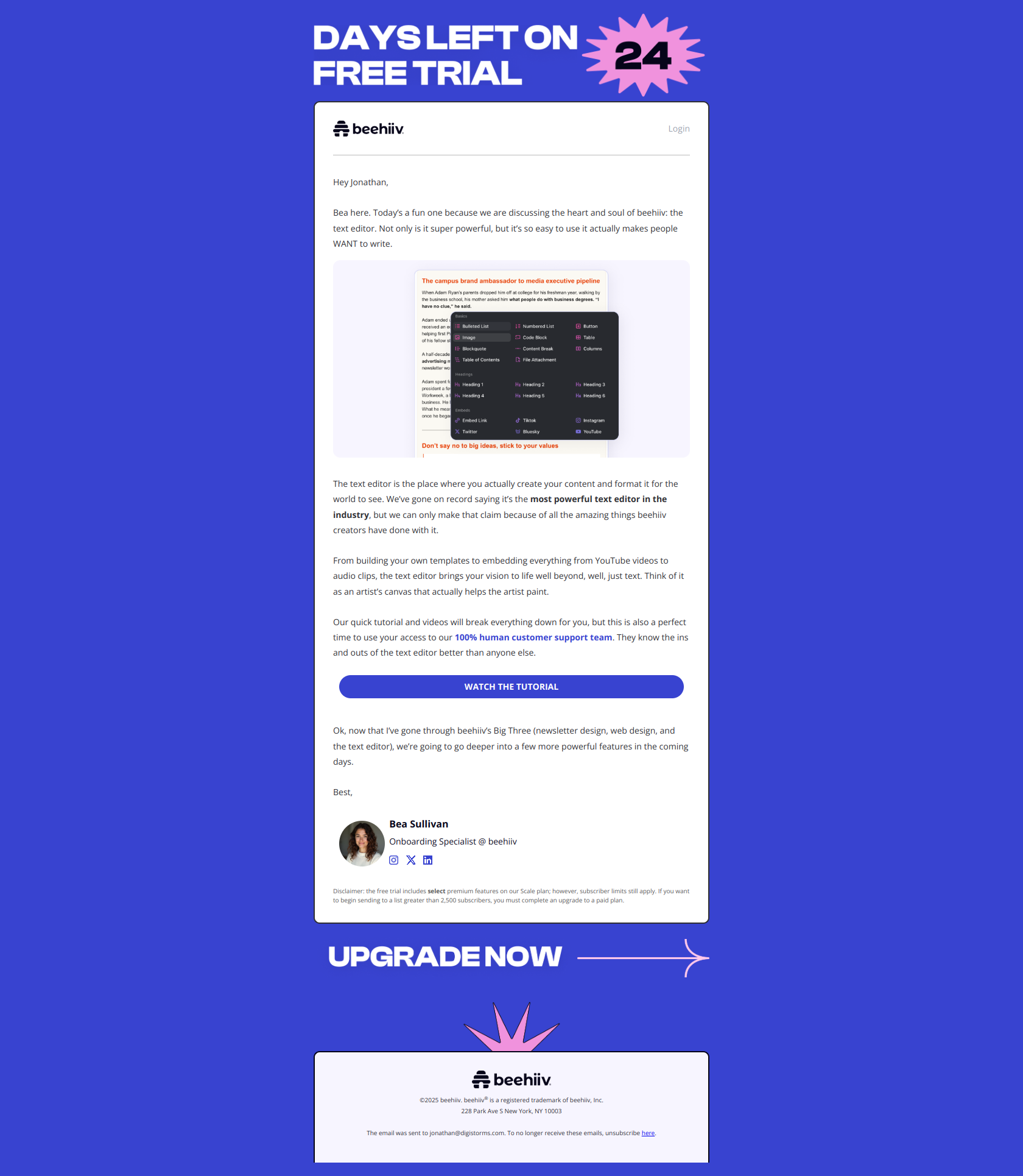 The best way to write your newsletter — email screenshot from Beehiiv