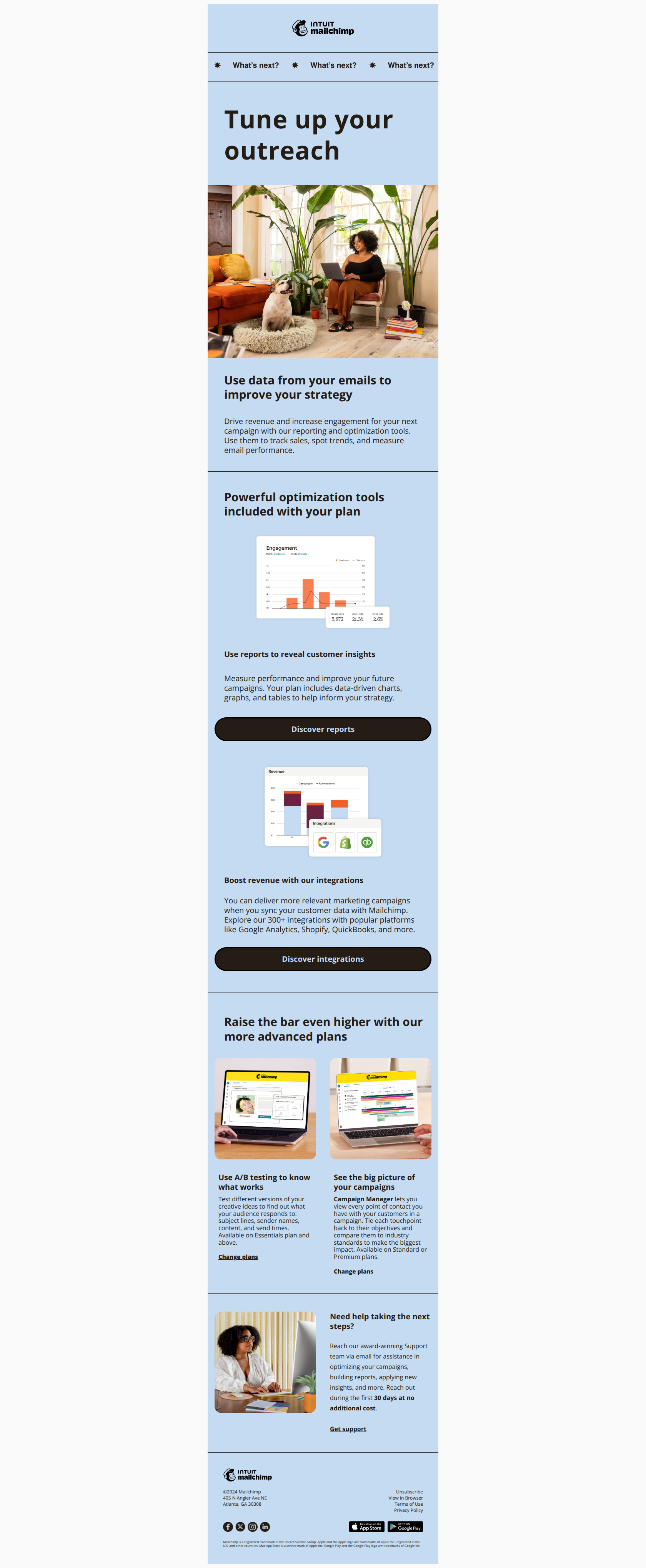 You sent an email—what's next? — email screenshot from MailChimp