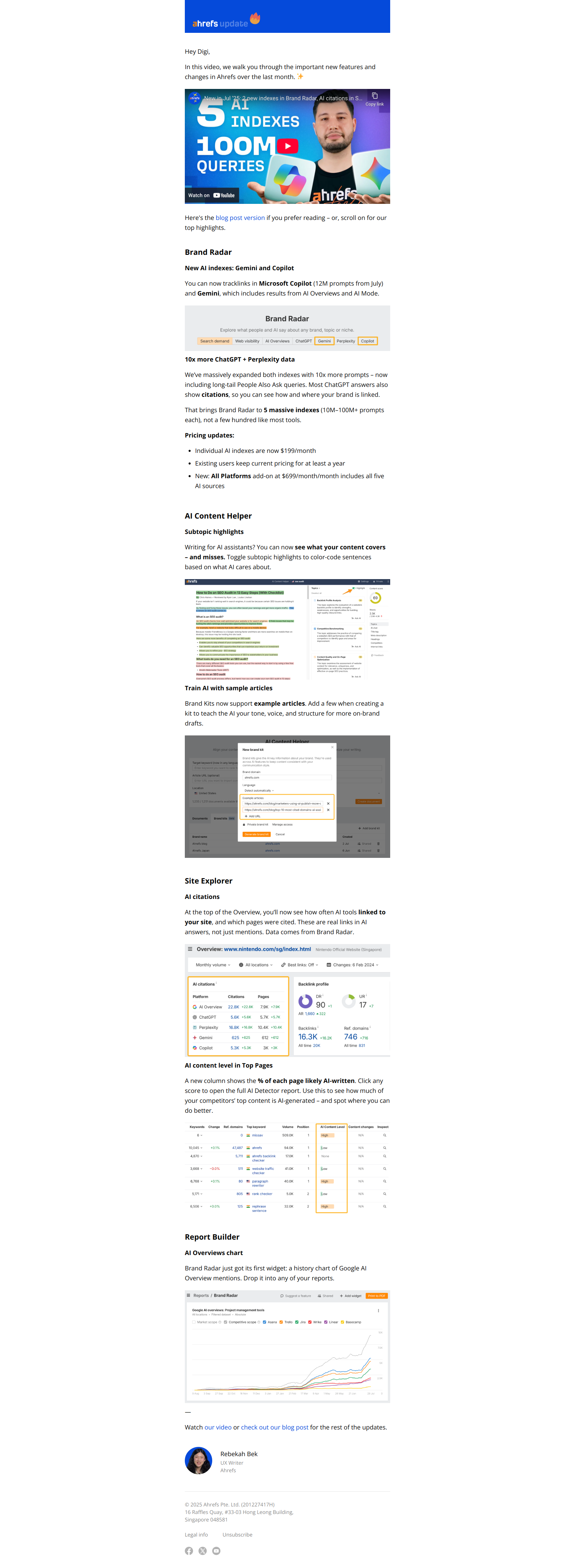 See 10x ChatGPT data, AI citations and more — email screenshot from Ahrefs