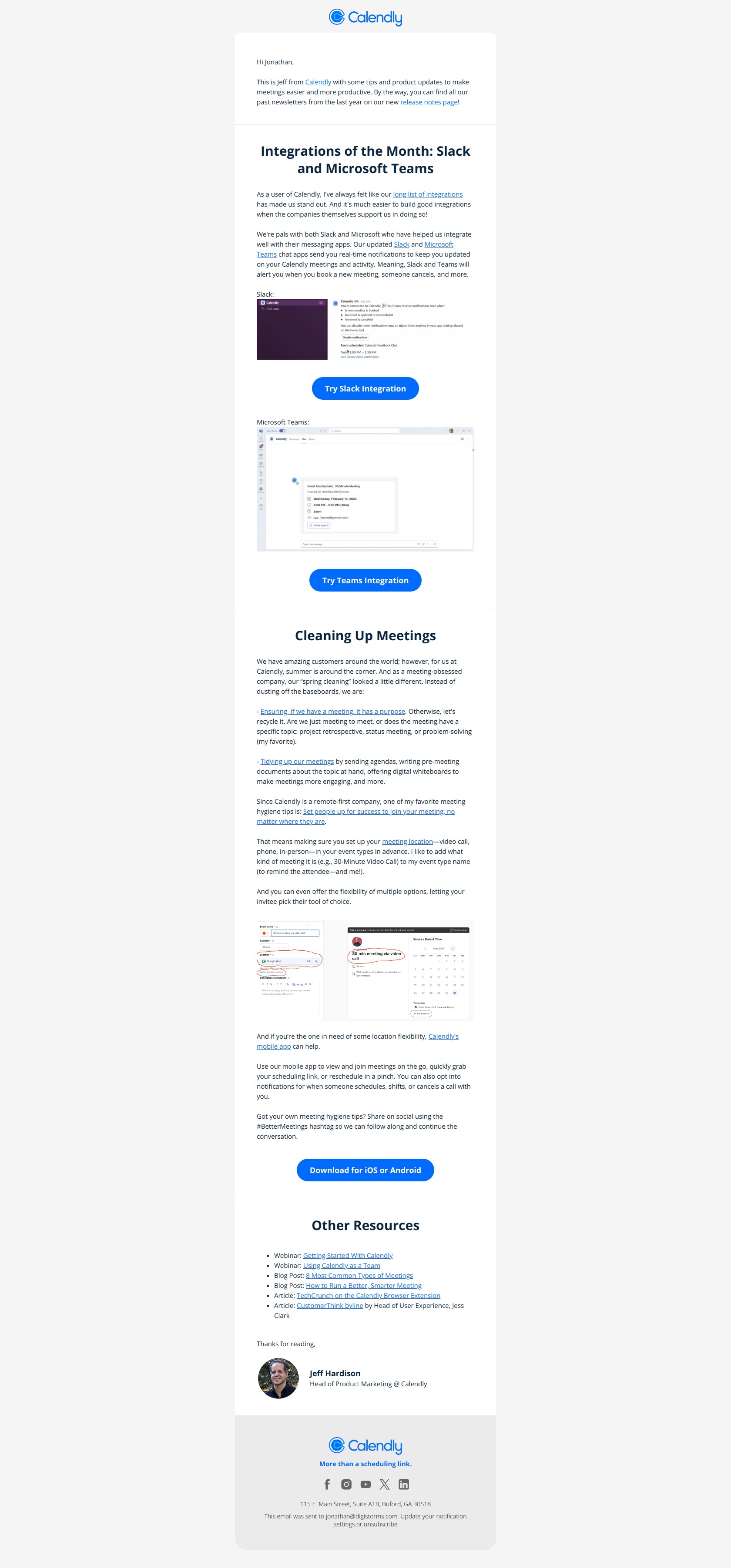 Calendly Product Update – May Recap — email screenshot from Calendly