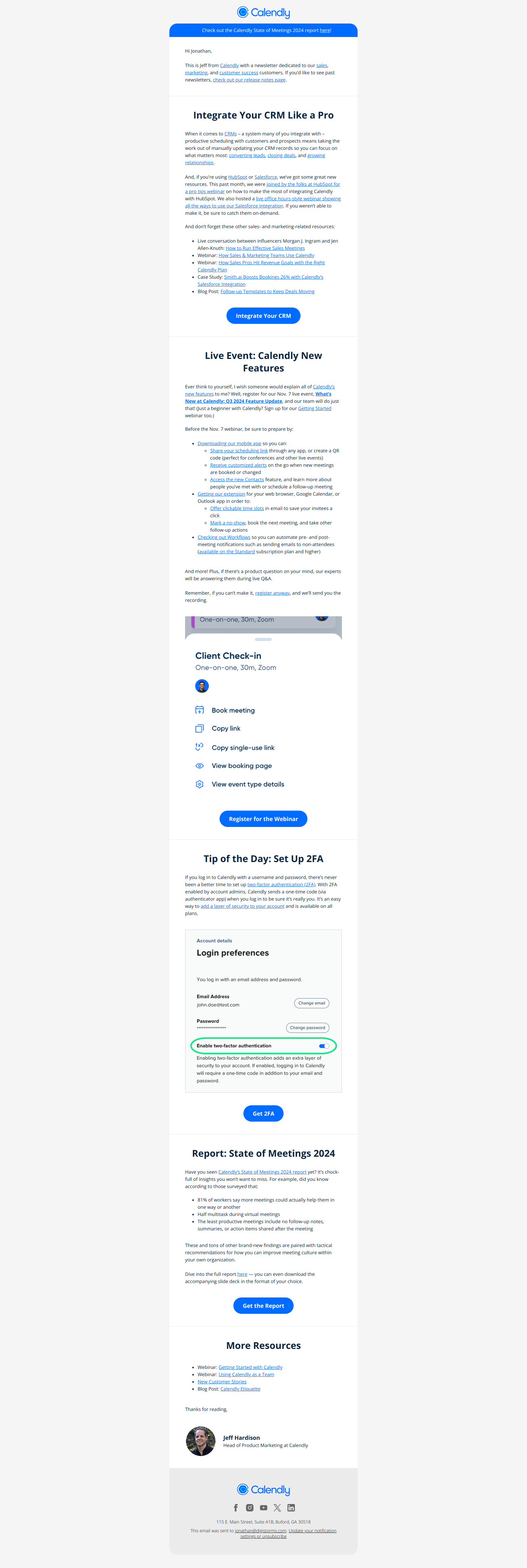 Calendly Product Update – October 2024 — email screenshot from Calendly