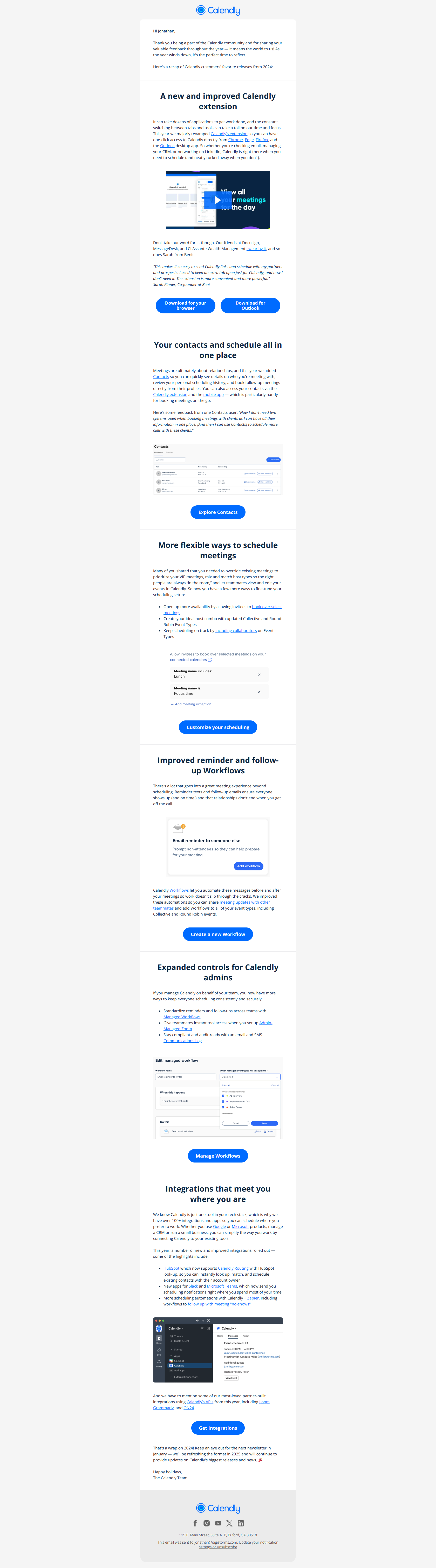 Calendly Product Update – 2024 Best-of List — email screenshot from Calendly