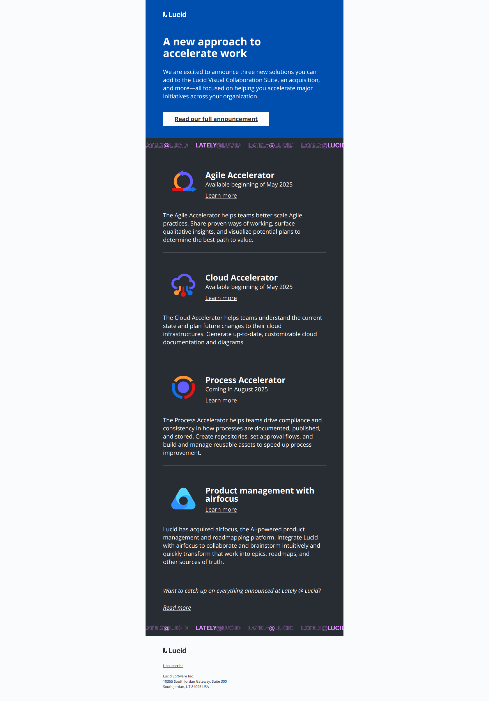 Lately @ Lucid: Check out our latest updates! — email screenshot from Lucid