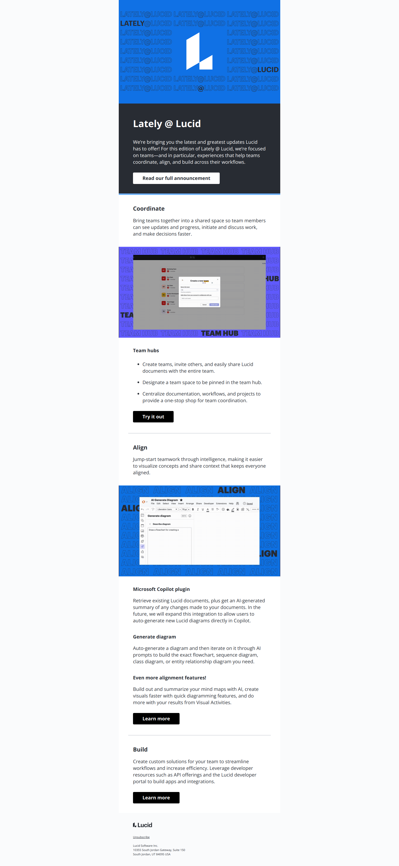 Lately @ Lucid: Check out our latest updates! — email screenshot from Lucid