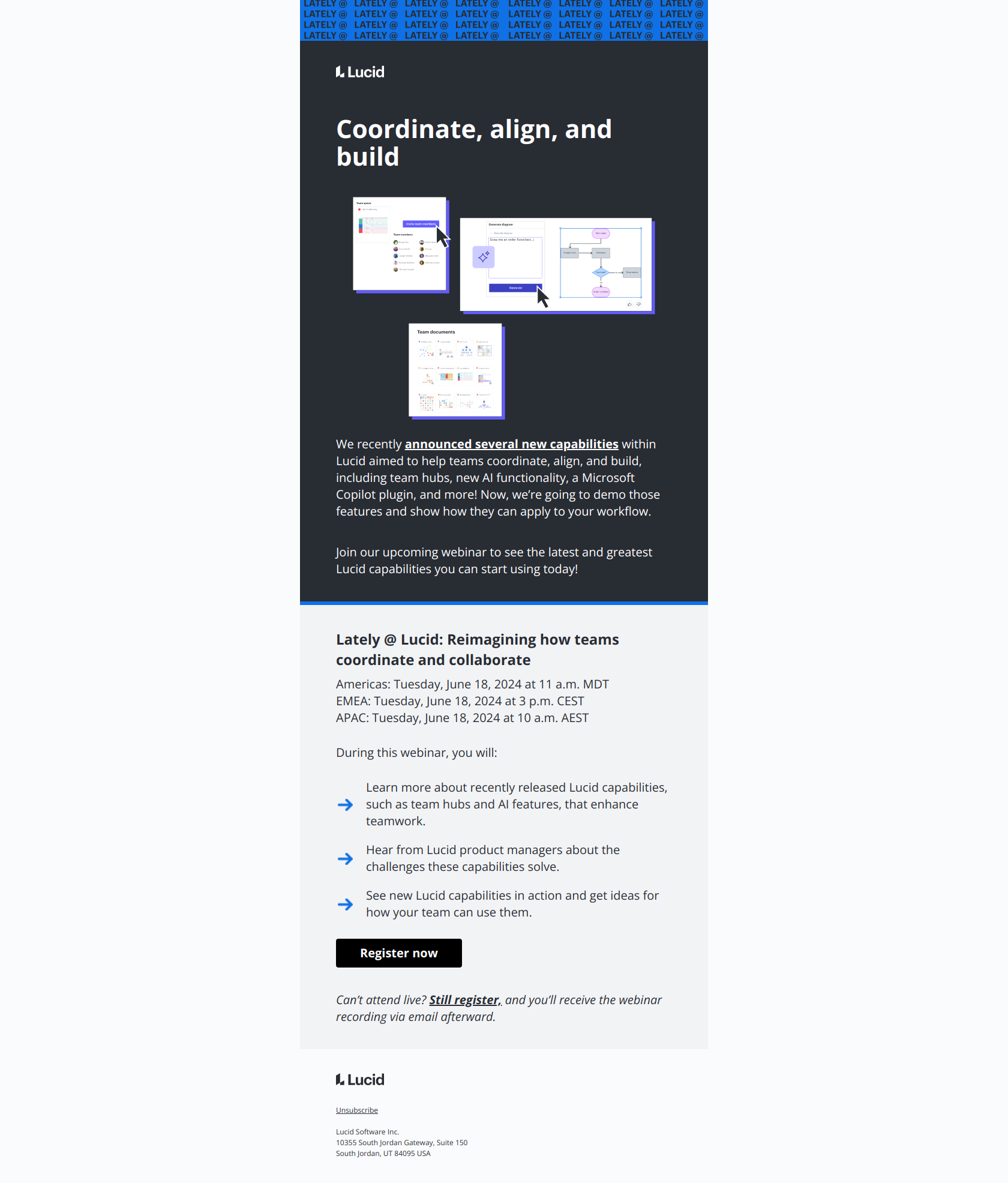 Lately @ Lucid: See our newest capabilities in action — email screenshot from Lucid