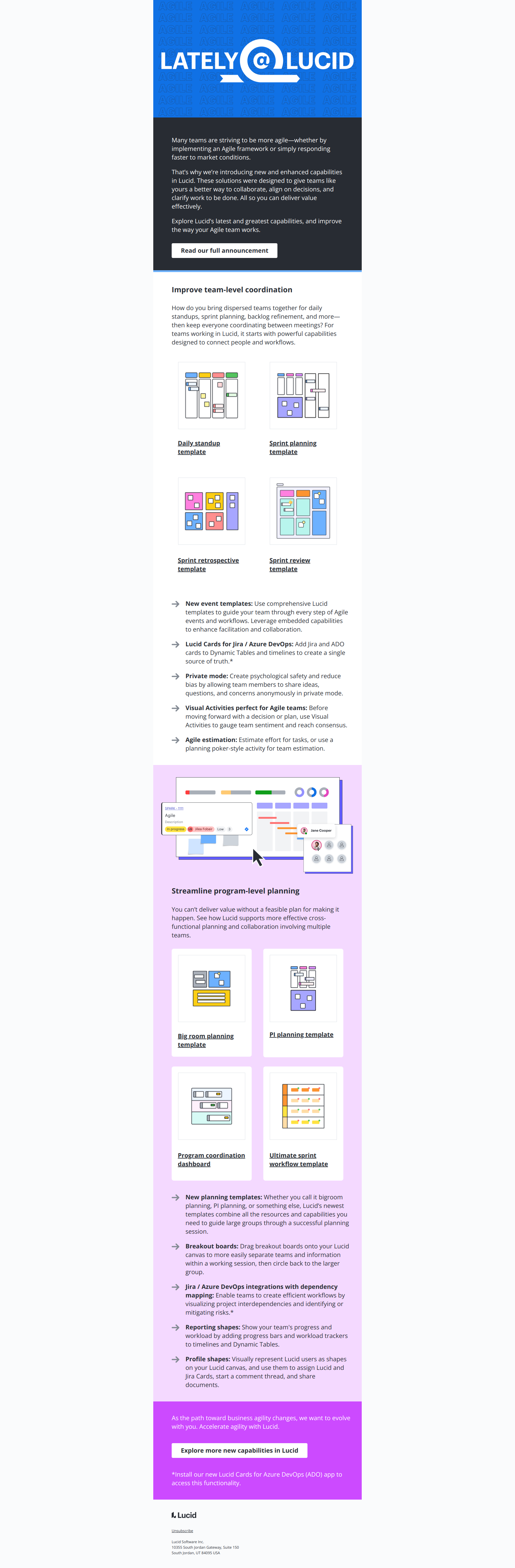Lately @ Lucid: New solutions that accelerate agility — email screenshot from Lucid