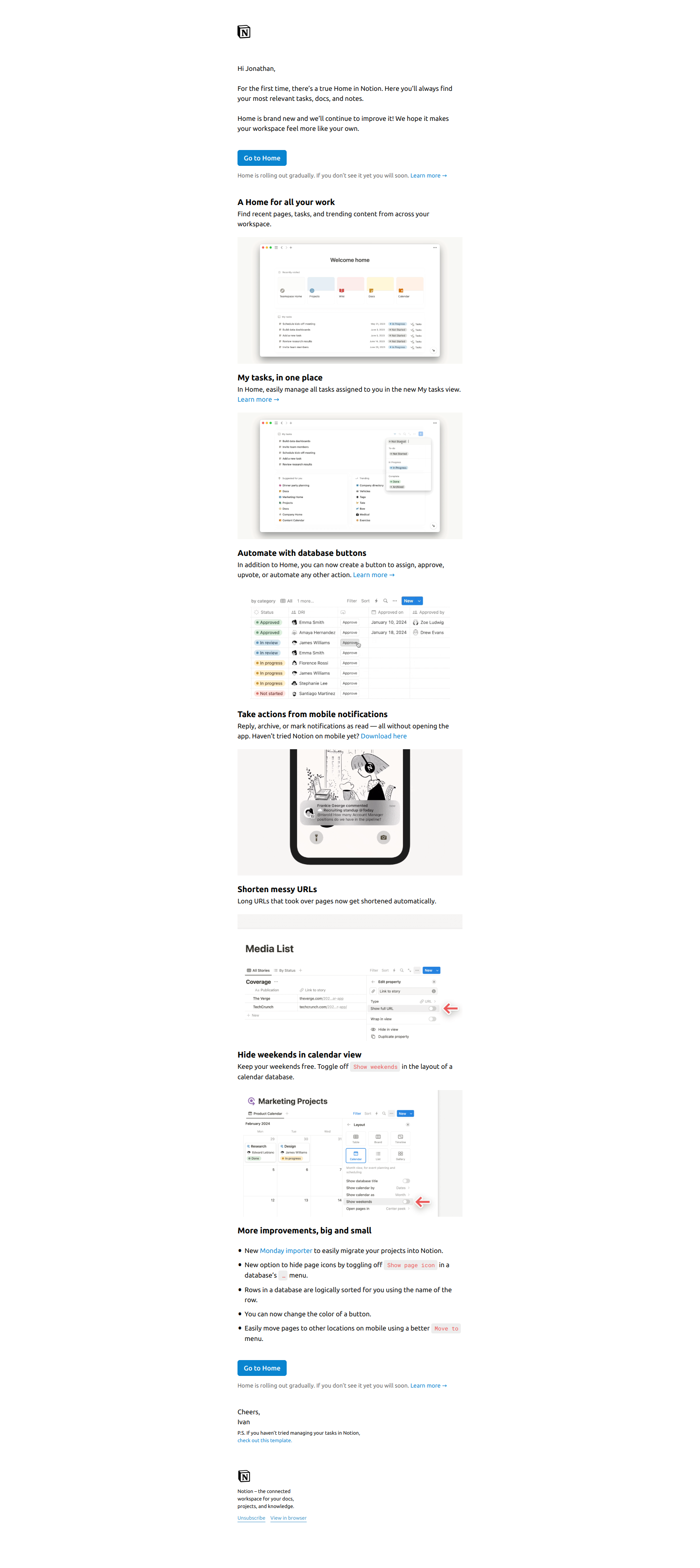 Notion 2.38 — email screenshot from Notion