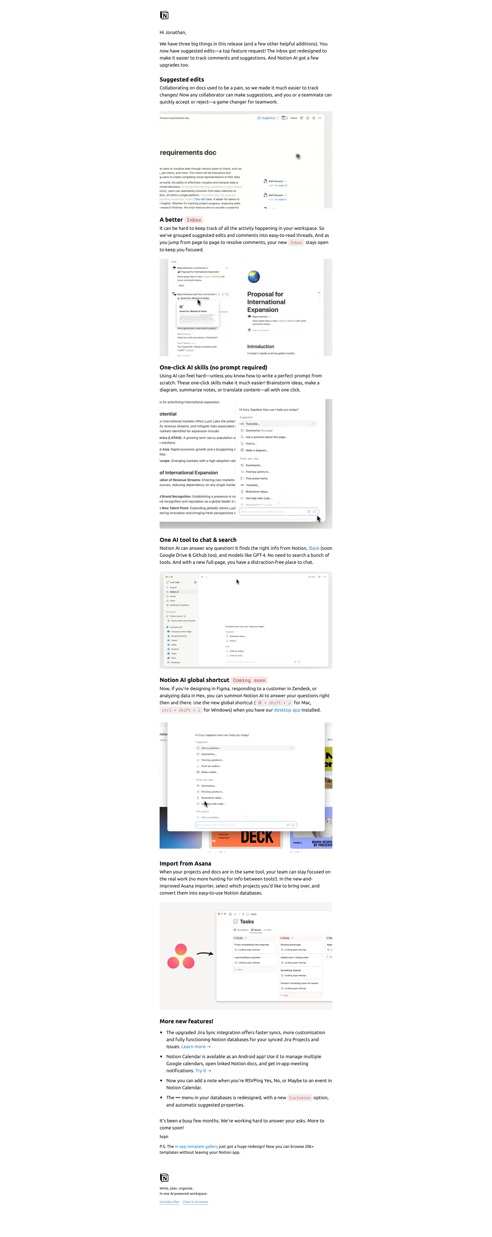 Notion 2.43 — email screenshot from Notion
