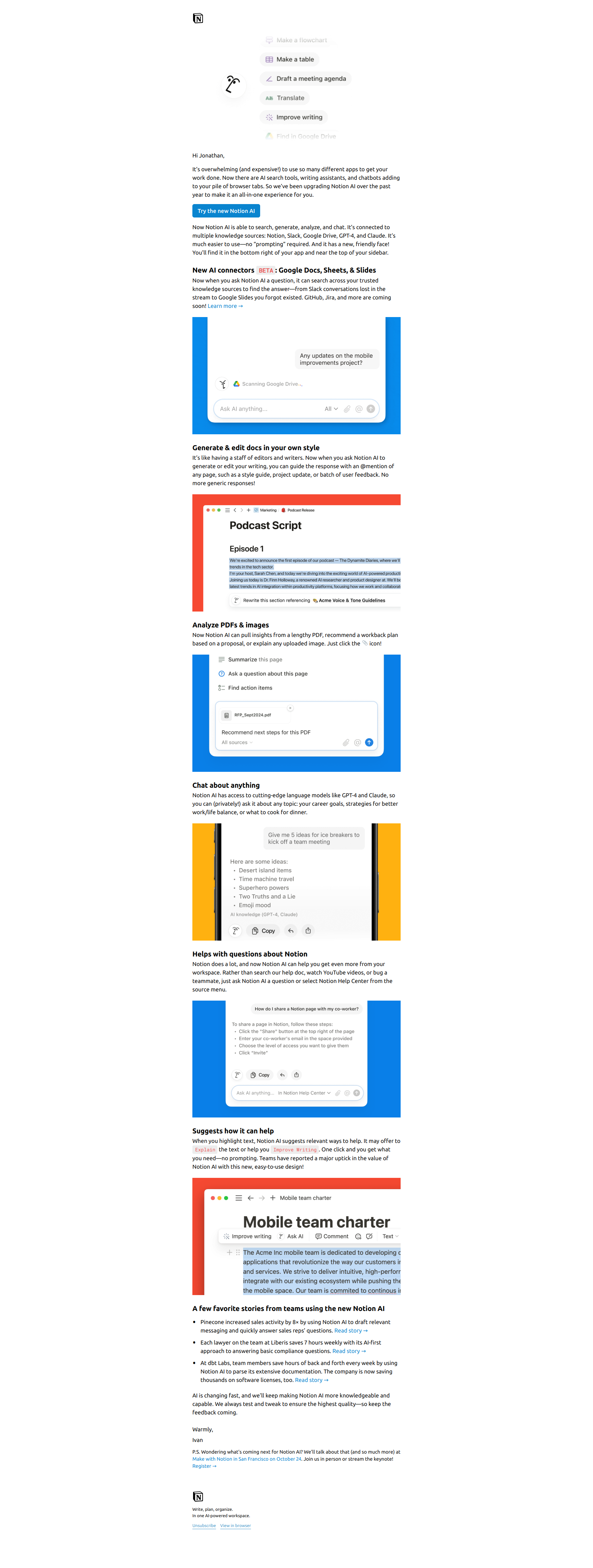 Notion 2.45 — email screenshot from Notion