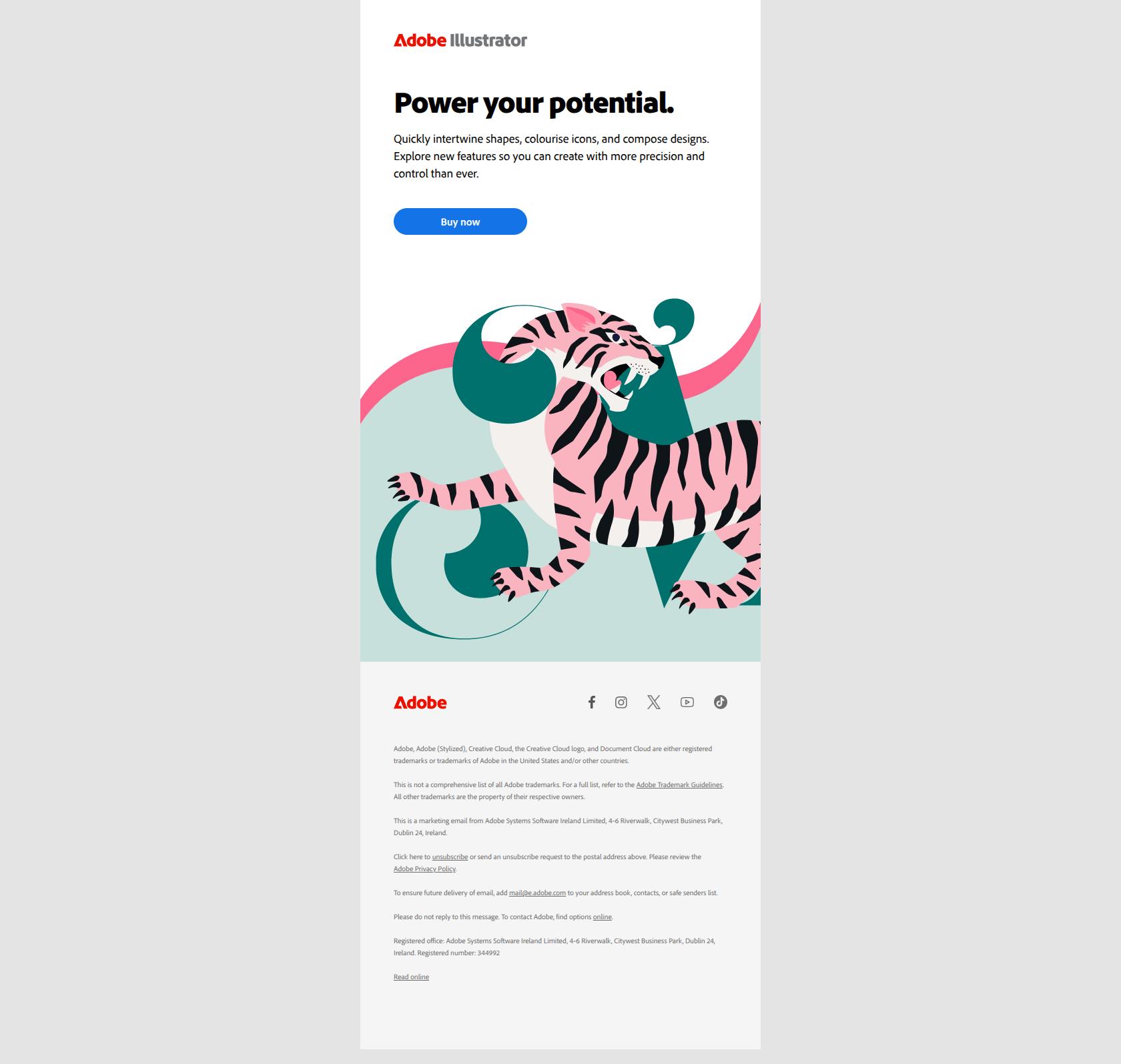Keep your creative streak going — email screenshot from Adobe