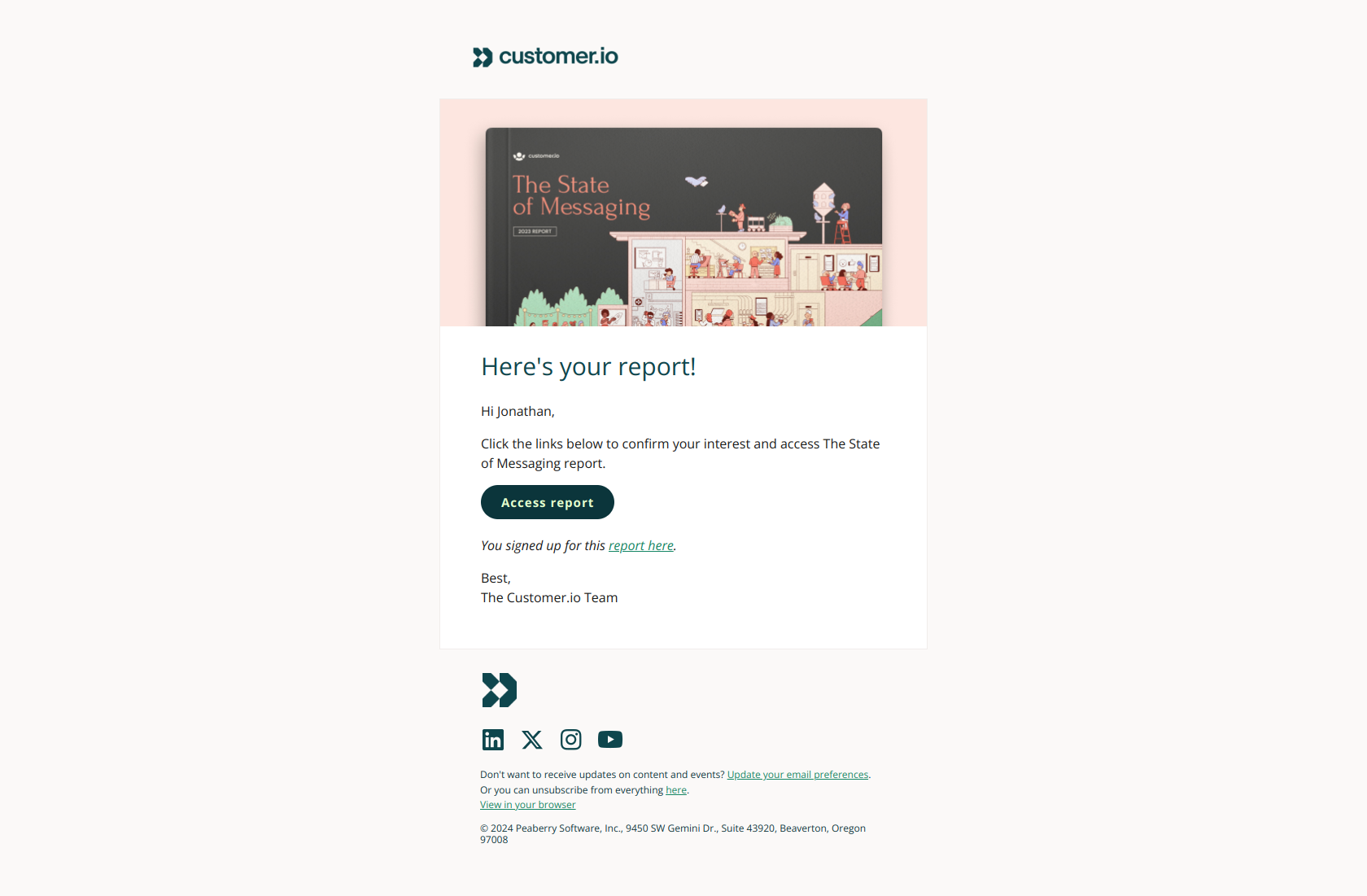 Access: The State of Messaging — email screenshot from Customer.io