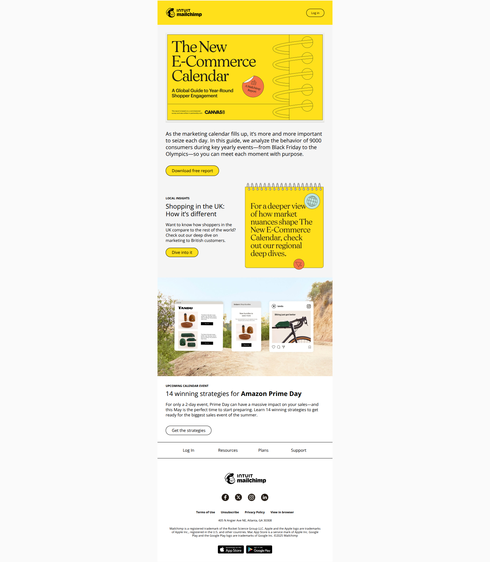 Our New E-Commerce Calendar: a free report on key shopping events — email screenshot from MailChimp