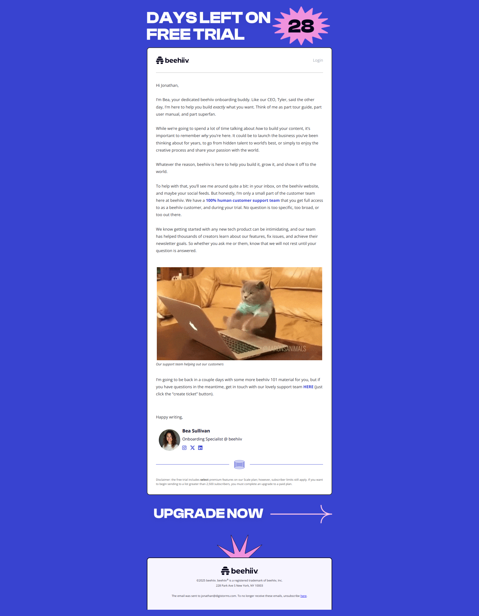 Getting started with beehiiv — email screenshot from Beehiiv