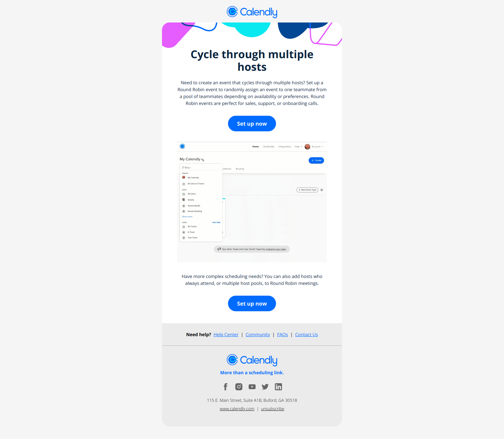How to distribute events to your team — email screenshot from Calendly