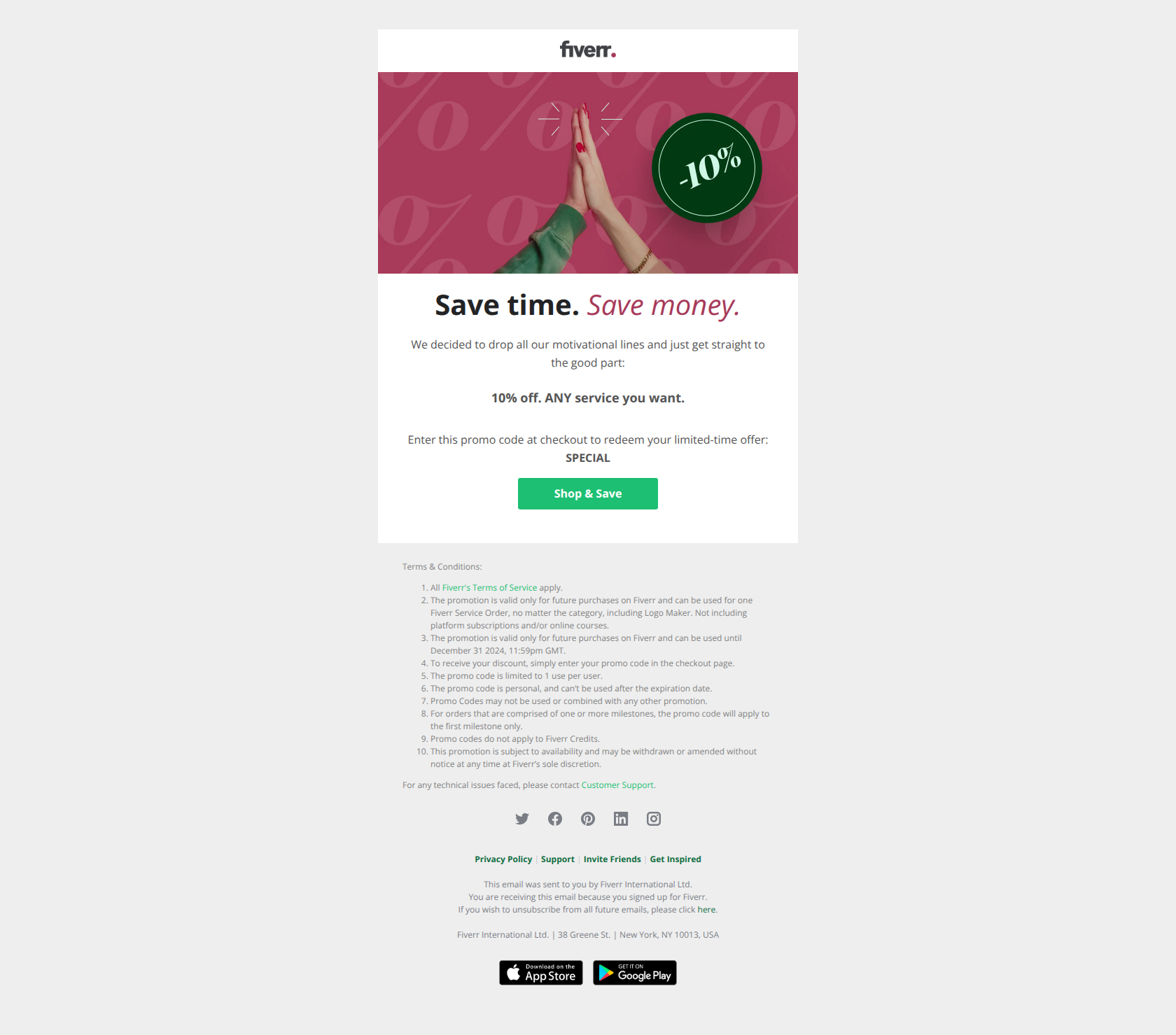 Don’t open this email 🙈 — email screenshot from Fiverr