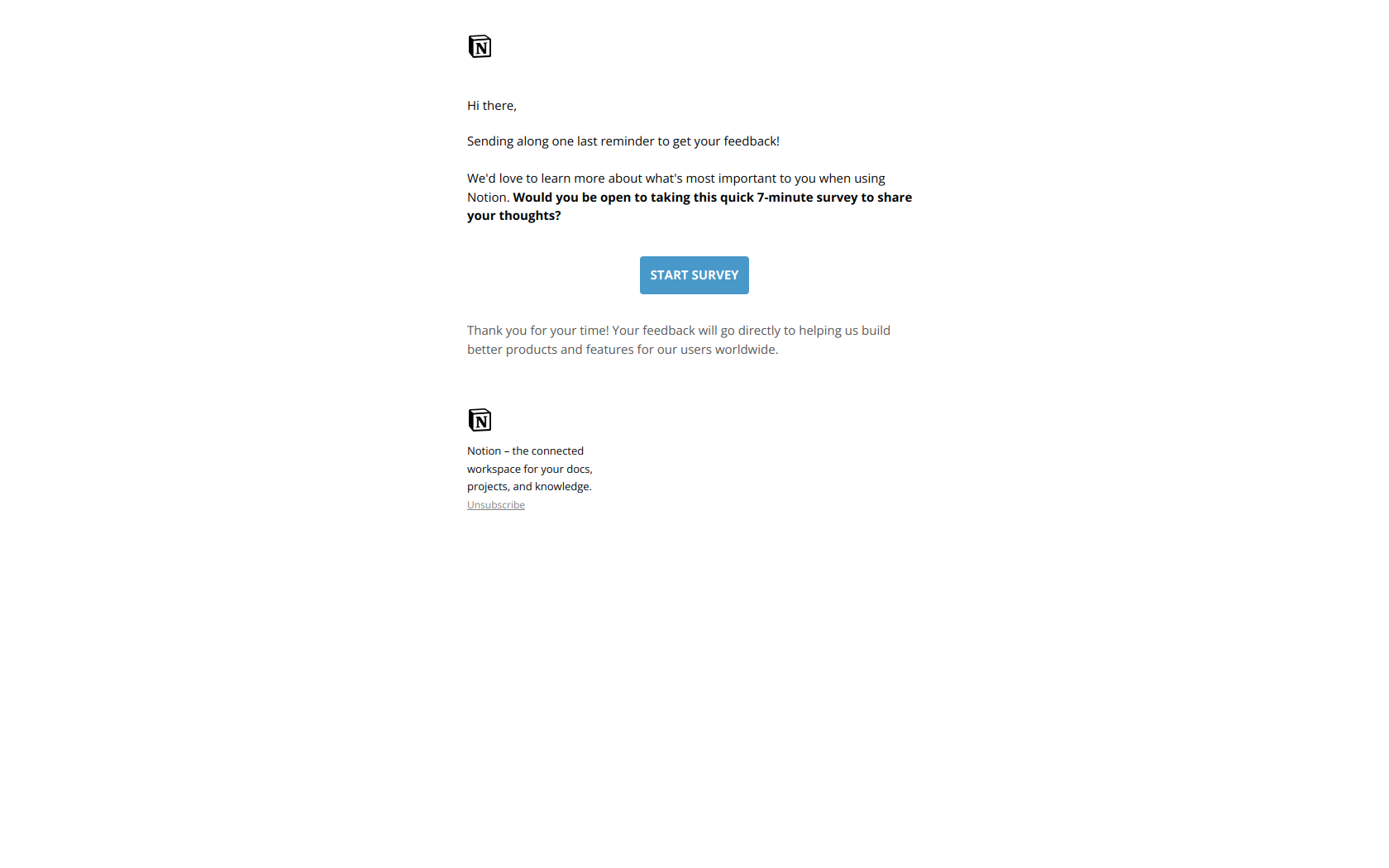 You can still share your thoughts on Notion! — email screenshot from Notion