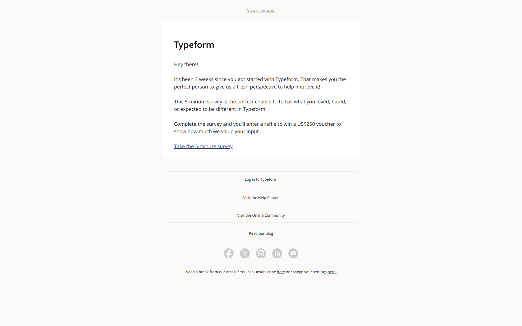 What do you think of Typeform so far? — email screenshot from Typeform