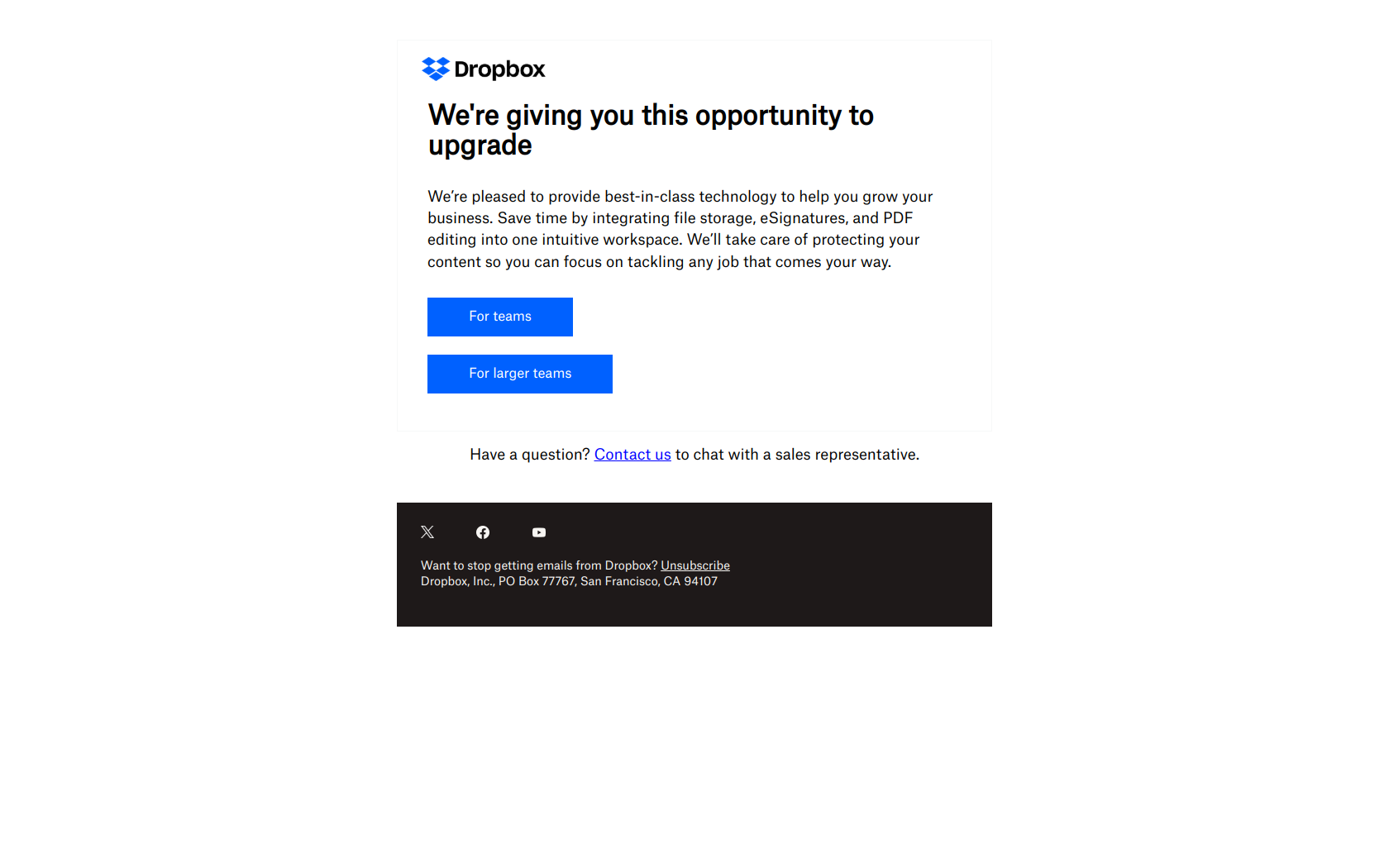 Access granted: Don't pass up these great security features — email screenshot from Dropbox