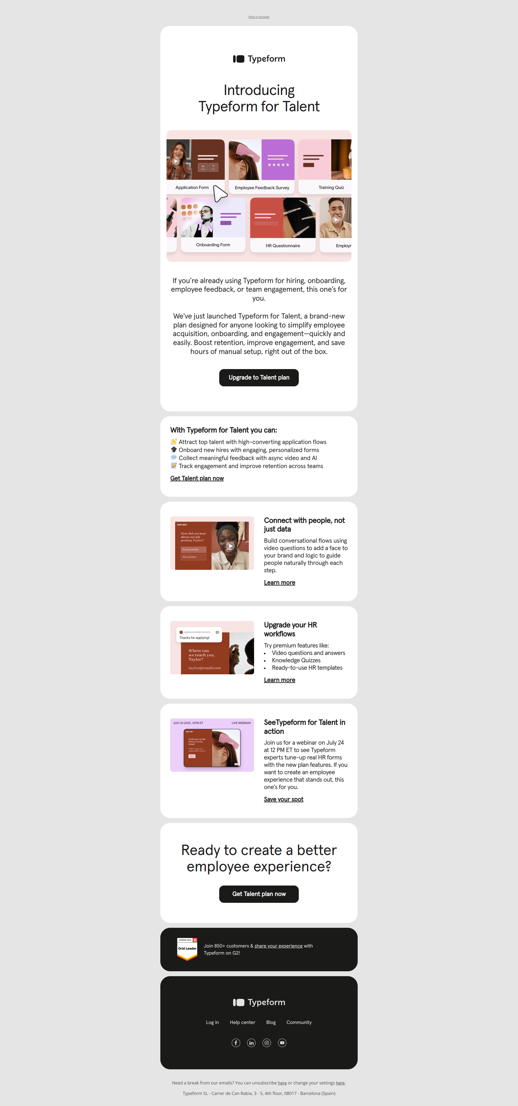 🚀 Just launched: Typeform for Talent — email screenshot from Typeform