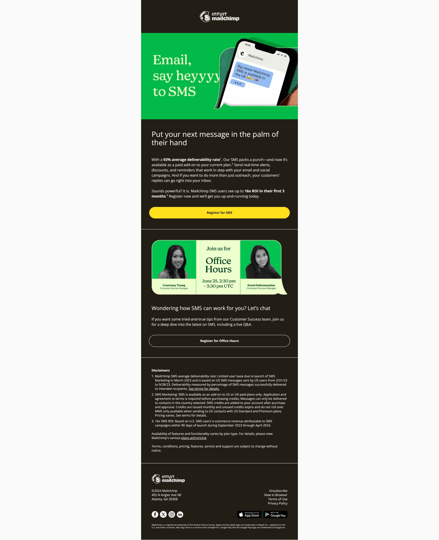 Say 👋 to SMS, email’s new best friend — email screenshot from MailChimp