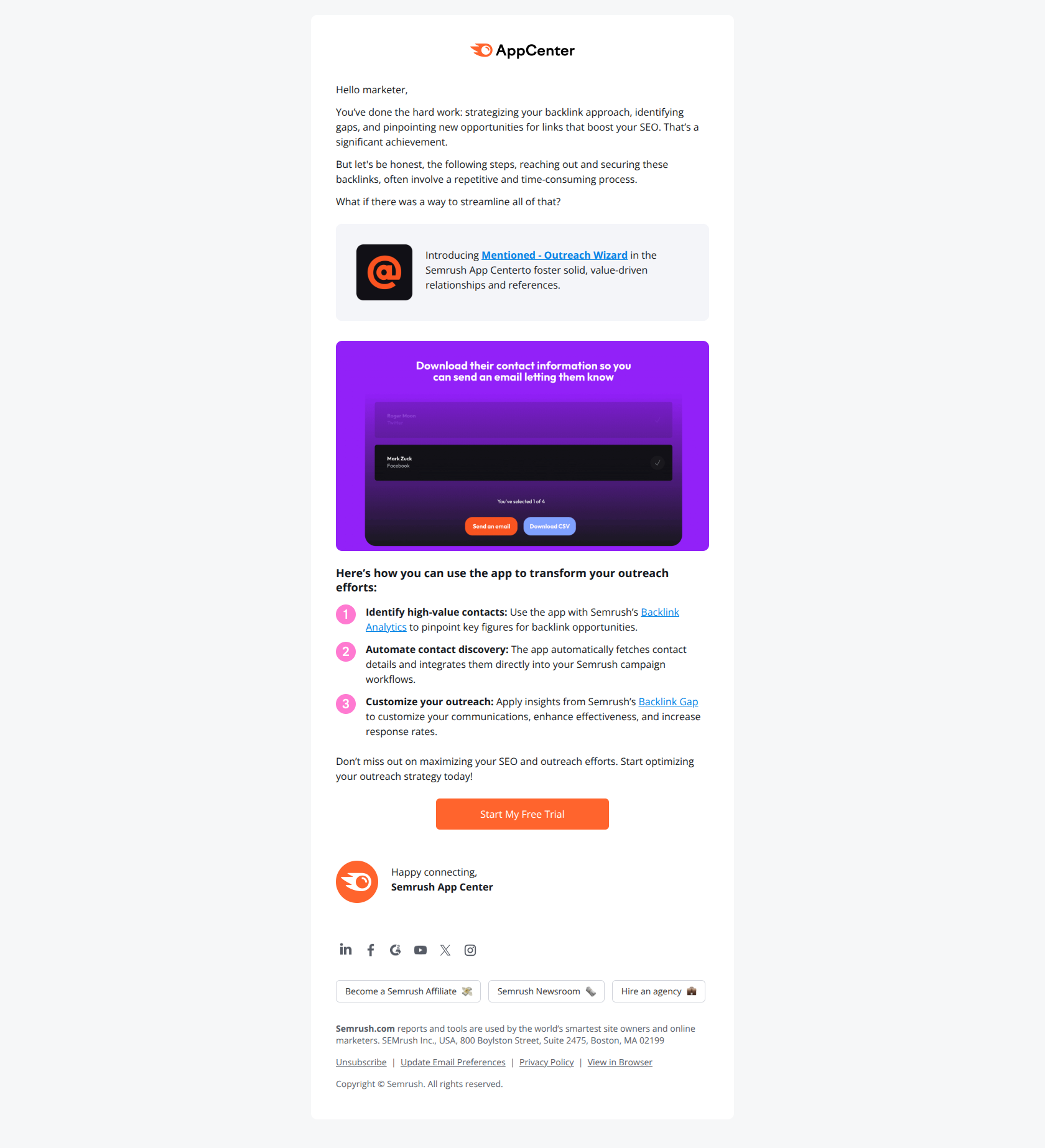 Ready to supercharge your link-building efforts with smart outreach strategies? — email screenshot from SemRush