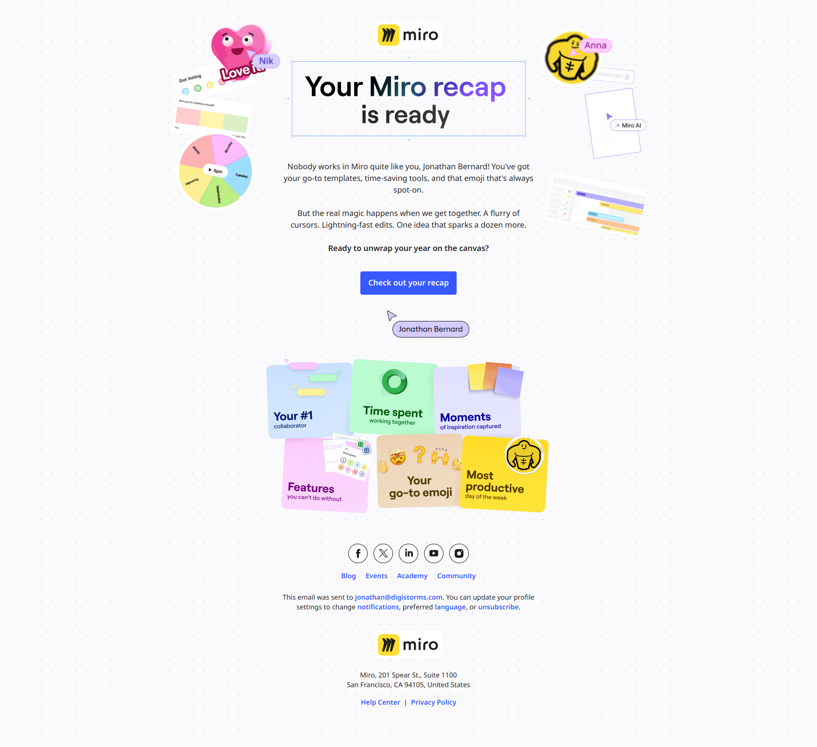 Your 2024 Miro recap is here ✨ — email screenshot from Miro