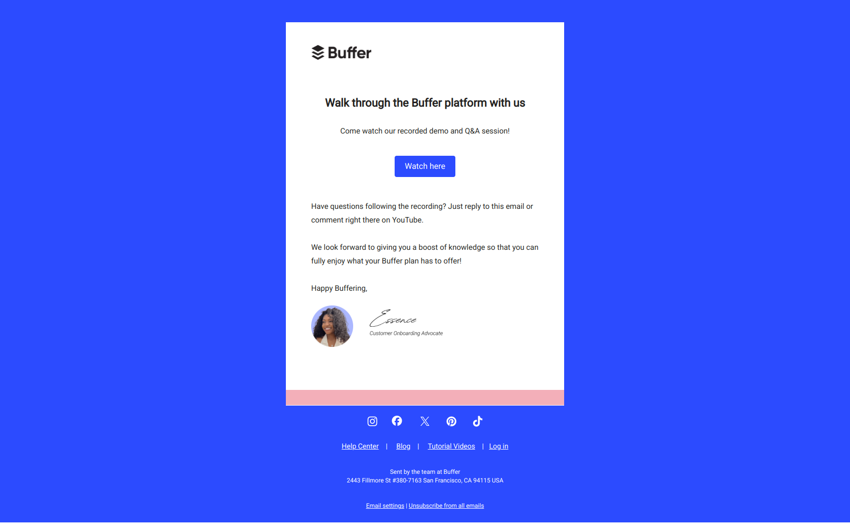 [Demo + Q&A] Get started with your Buffer trial — email screenshot from Buffer