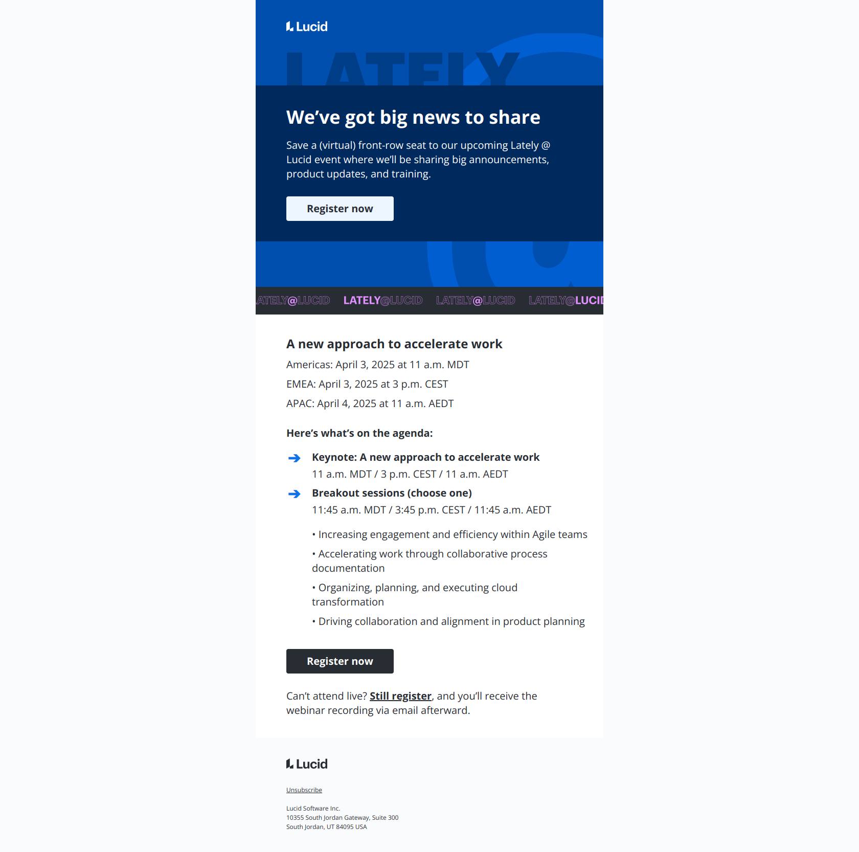 We’re unveiling the future of Lucid next month, and you’re invited! — email screenshot from Lucid