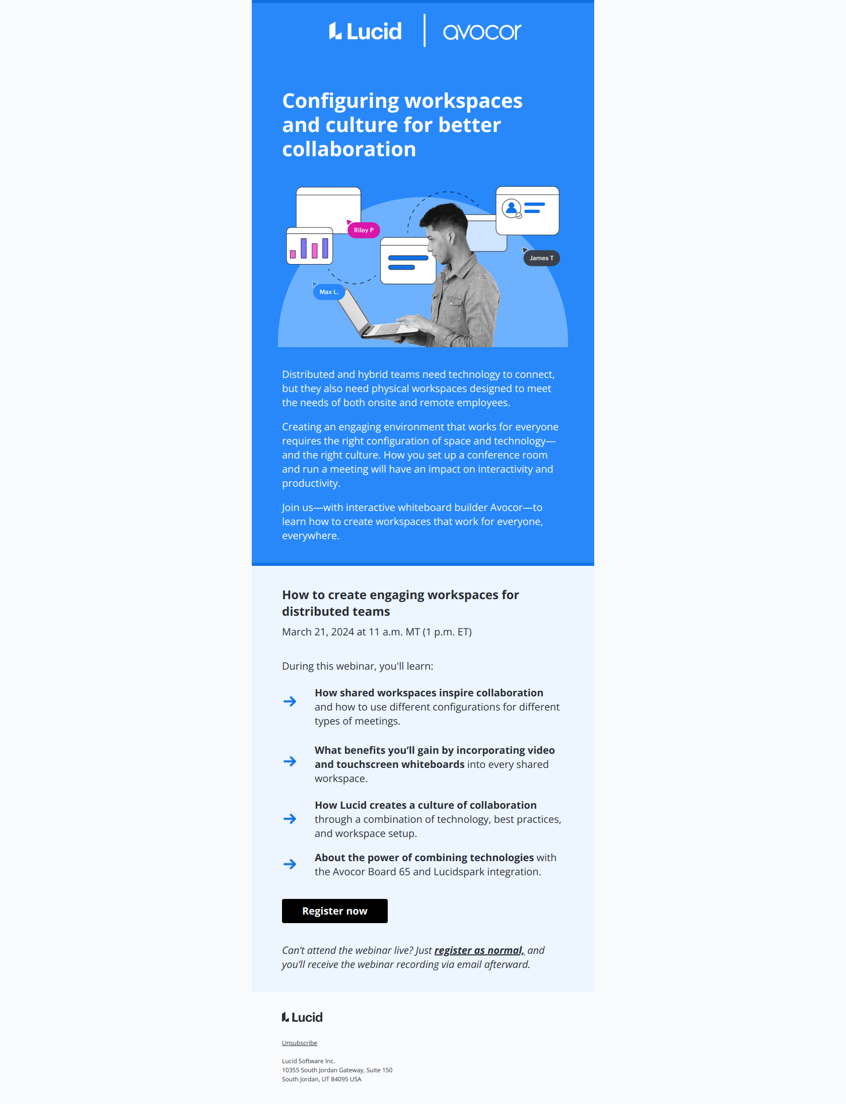 [Webinar] Engaging workspaces for distributed teams — email screenshot from Lucid