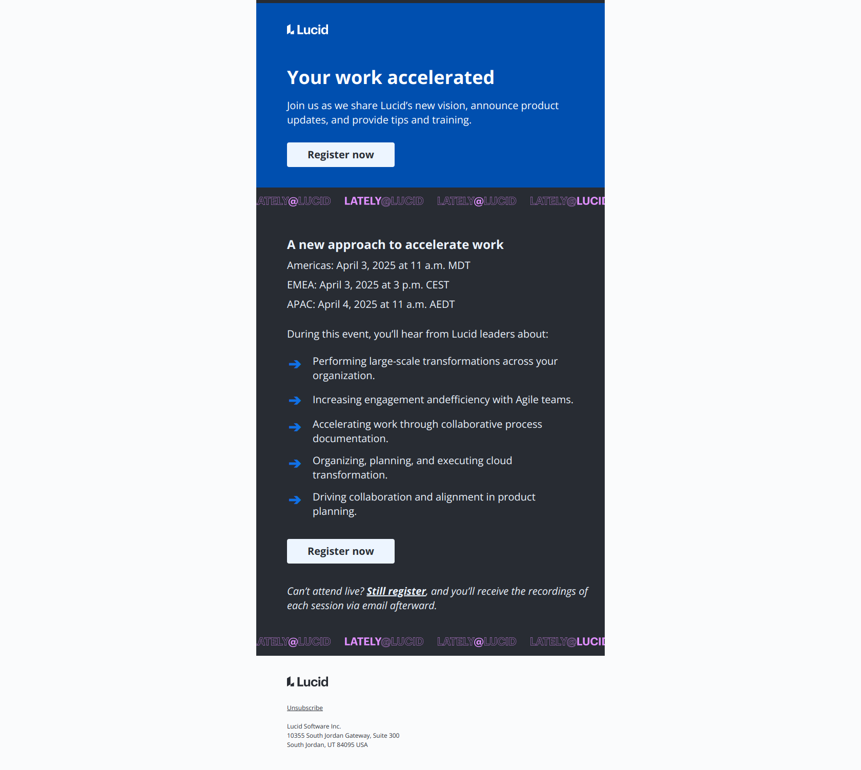 Be the first to see our newest product updates — email screenshot from Lucid