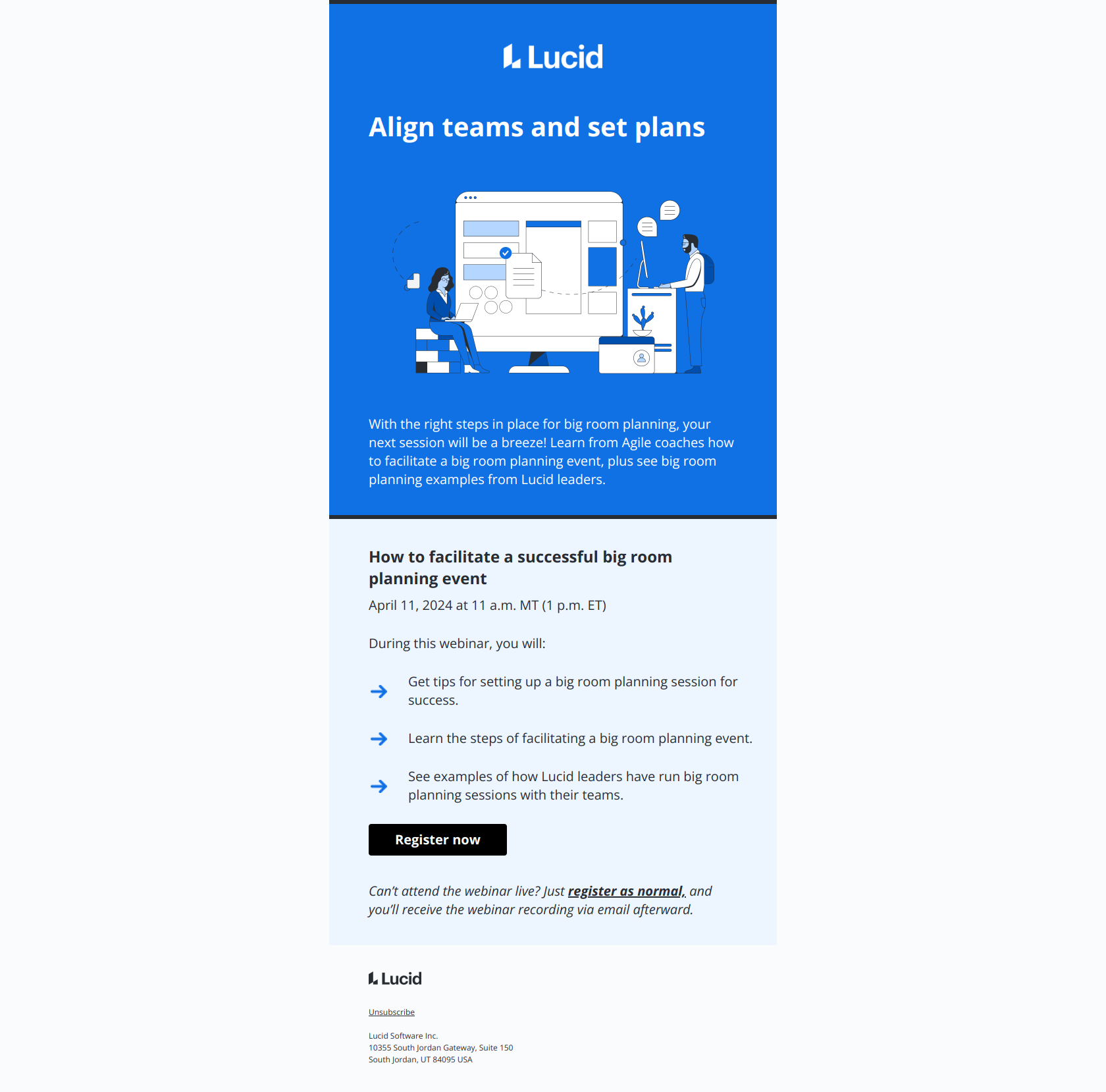 Make your next big room planning session a success — email screenshot from Lucid