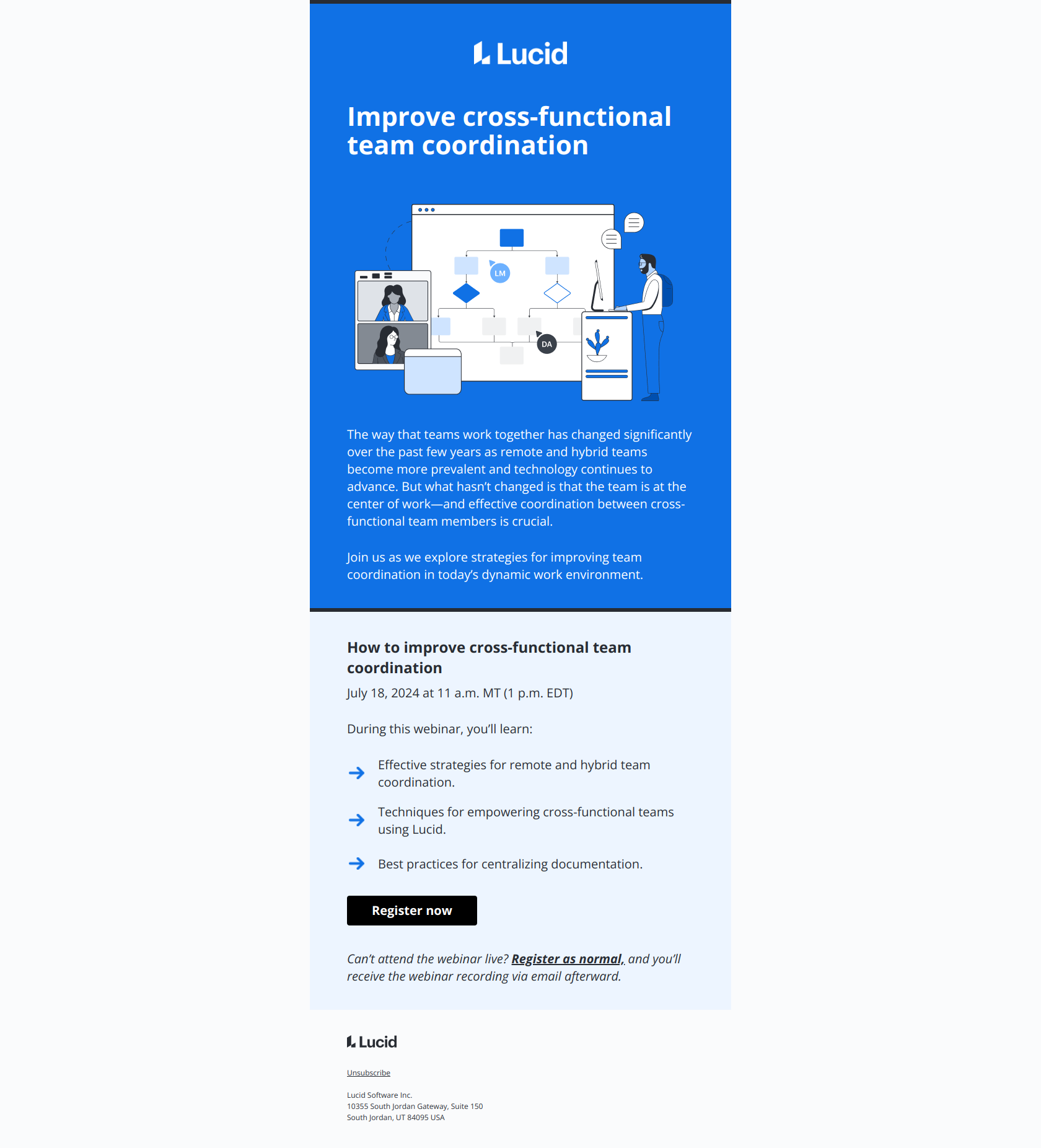 Discover strategies for better cross-functional team coordination — email screenshot from Lucid