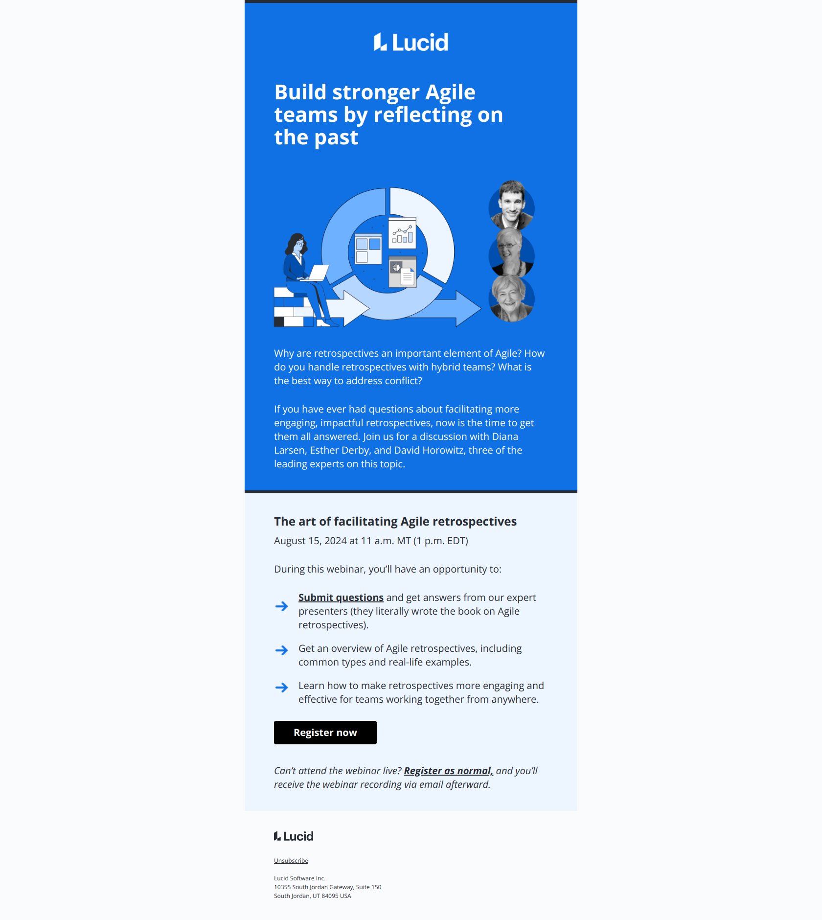 [Webinar] The art of facilitating Agile retrospectives — email screenshot from Lucid