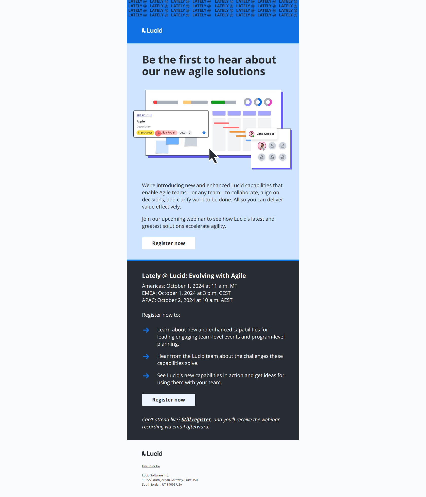 [Webinar] Be the first to preview solutions for Agile teams — email screenshot from Lucid