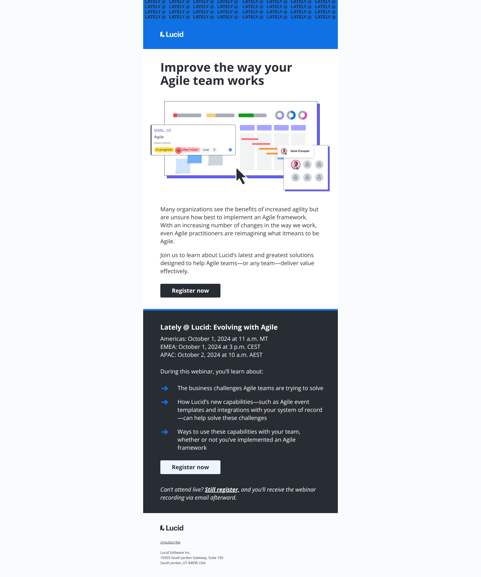 [Webinar] New Lucid capabilities for Agile teams — email screenshot from Lucid