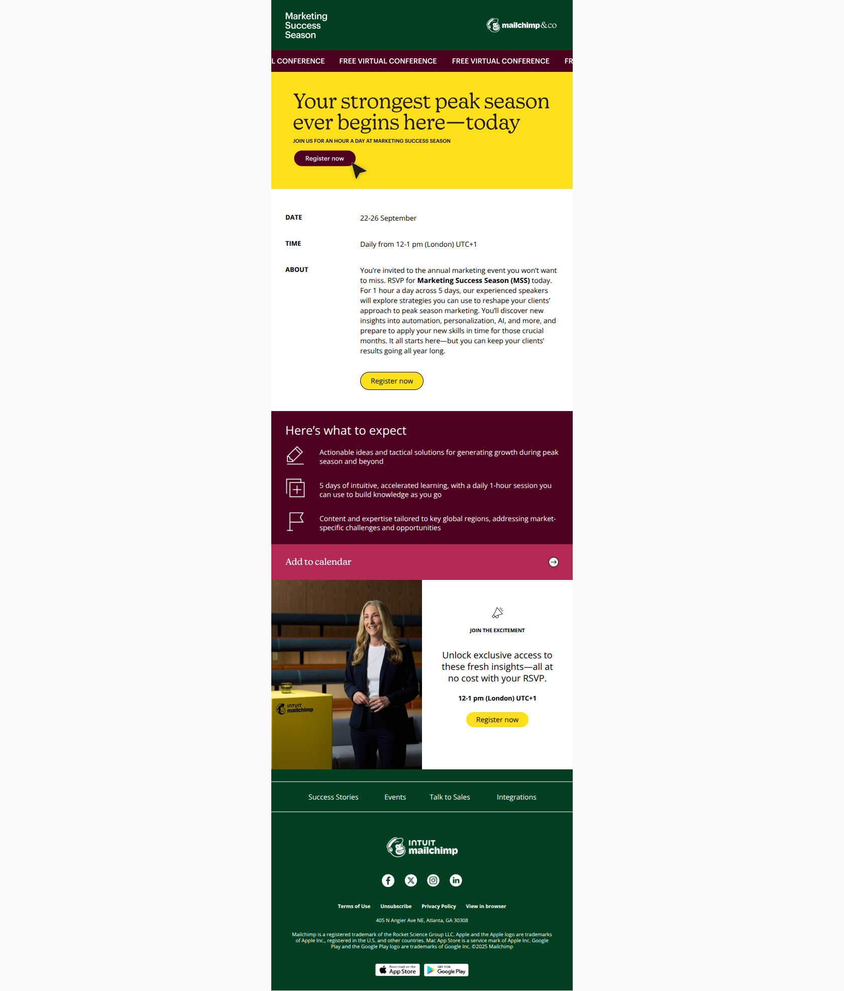 [Virtual Event] Marketing Success Season is back! Time to get ready — email screenshot from MailChimp