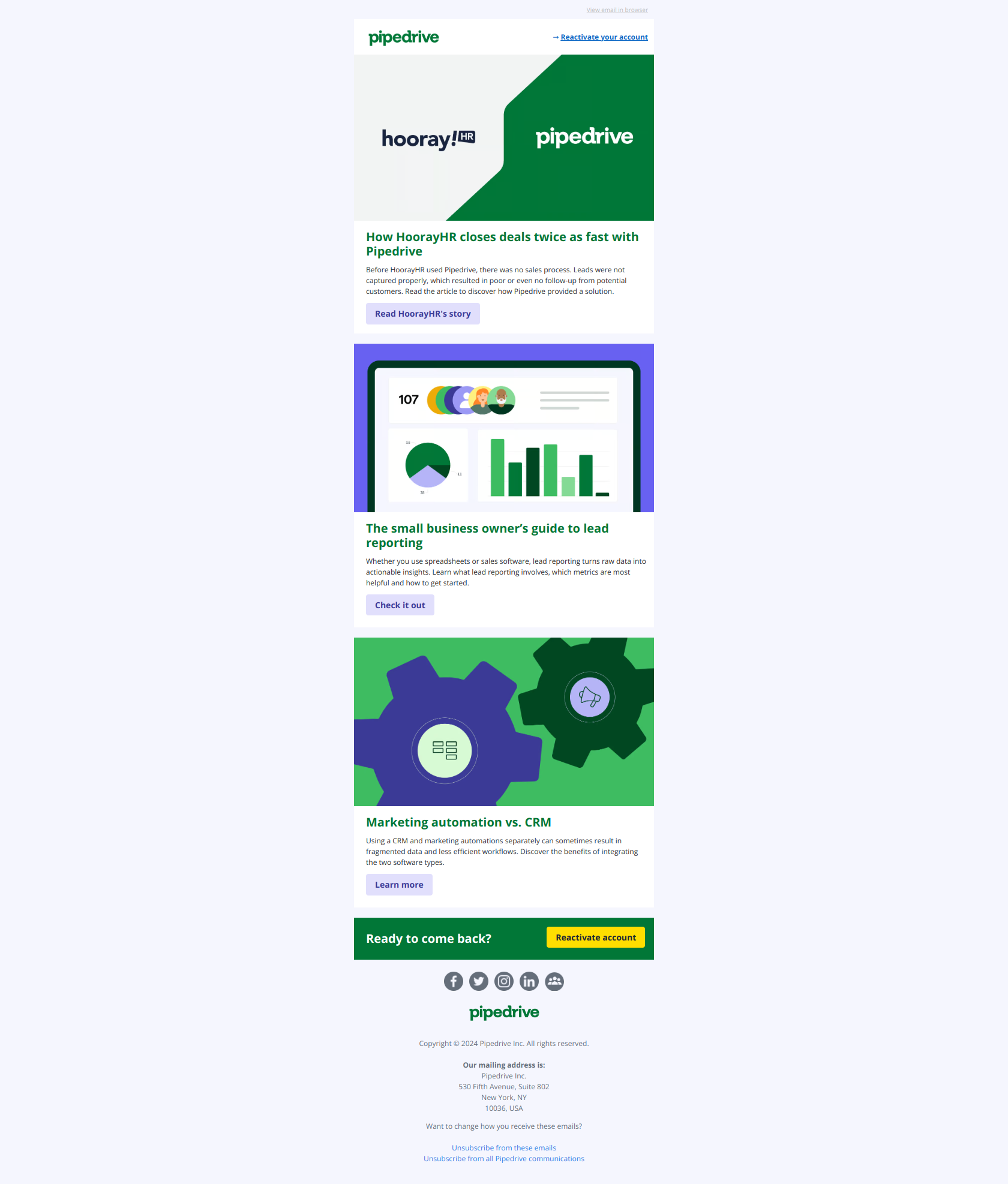 Win with speed and leads ⚡️ — email screenshot from Pipedrive